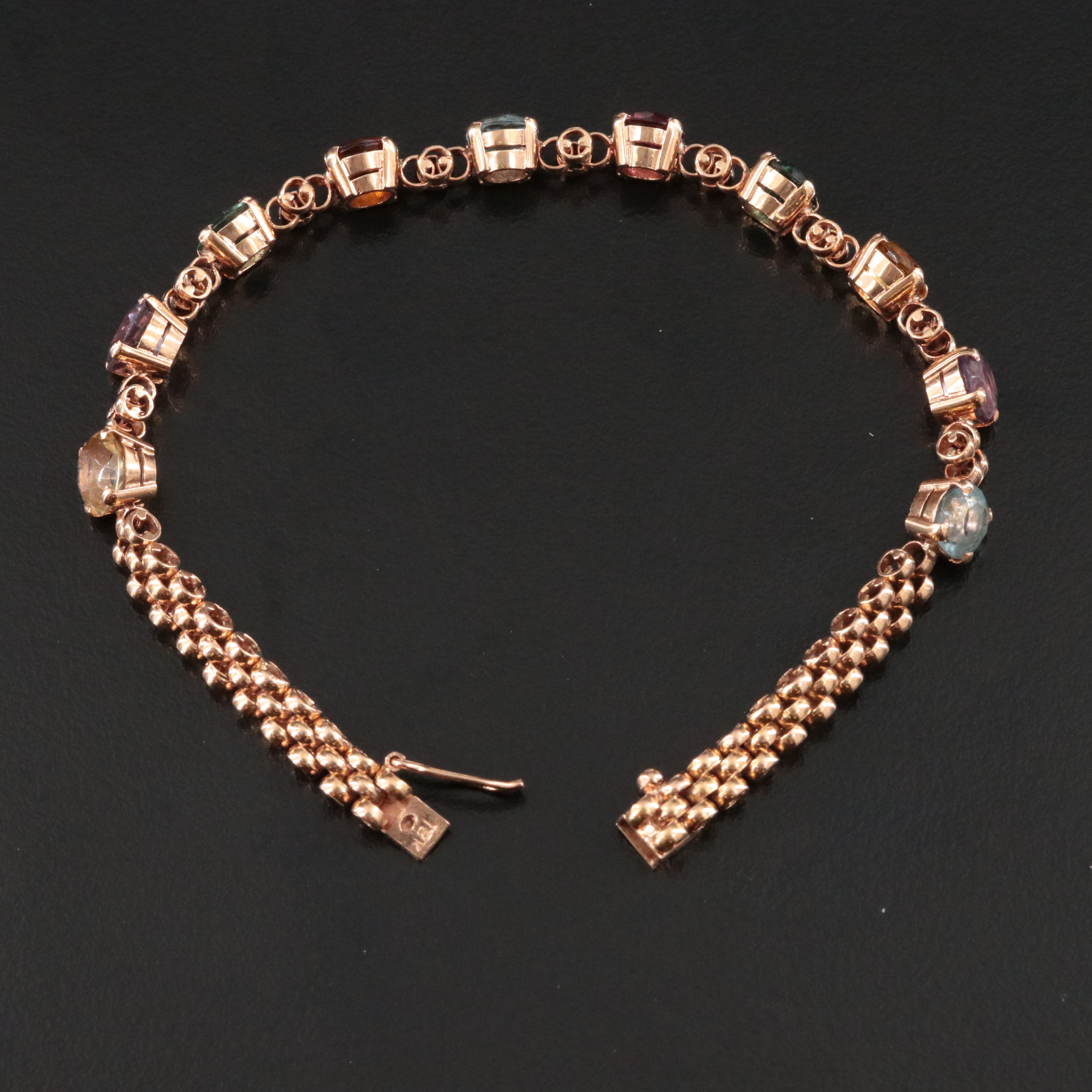 18K Amethyst, Tourmaline, Aquamarine, Citrine and Peridot Bracelet