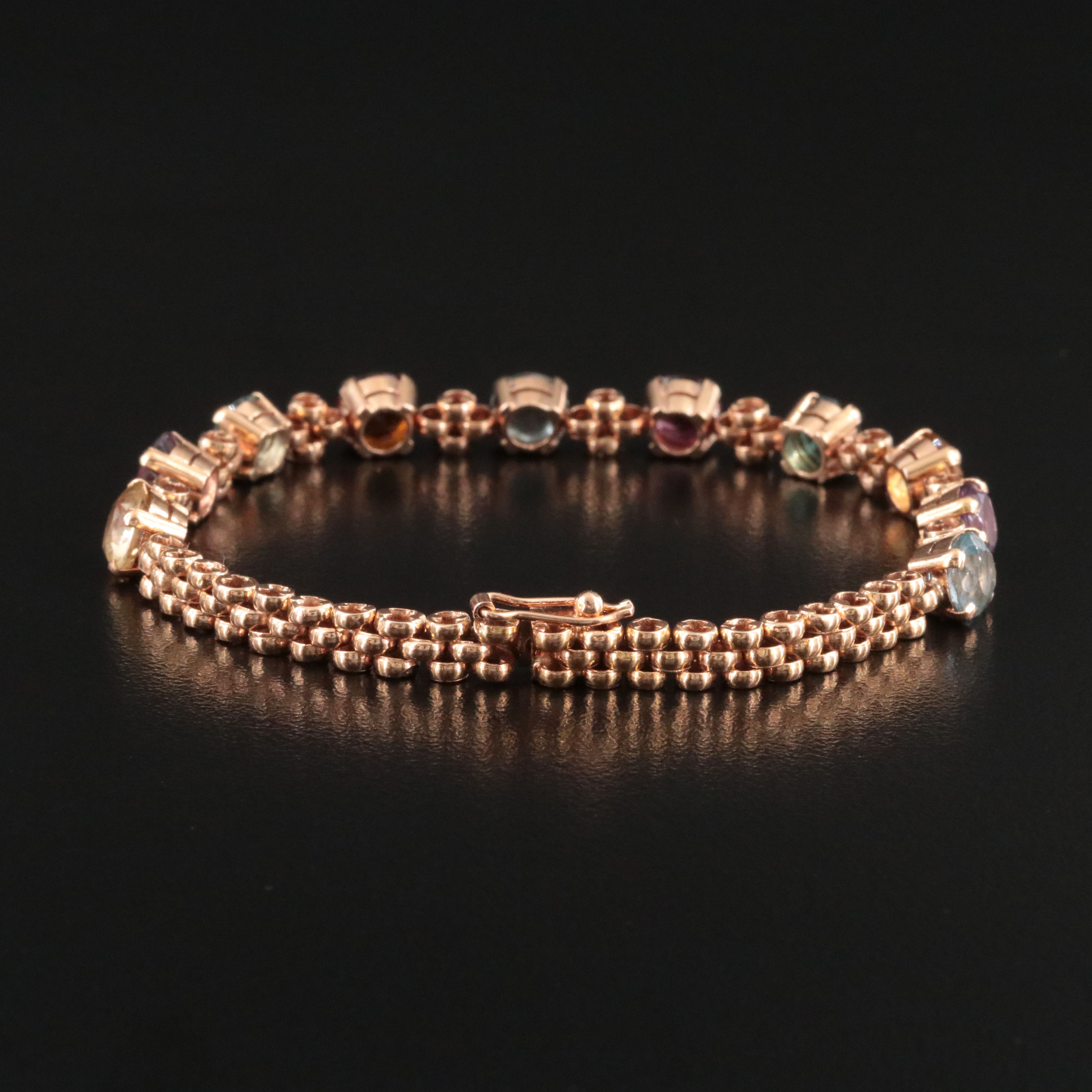 18K Amethyst, Tourmaline, Aquamarine, Citrine and Peridot Bracelet