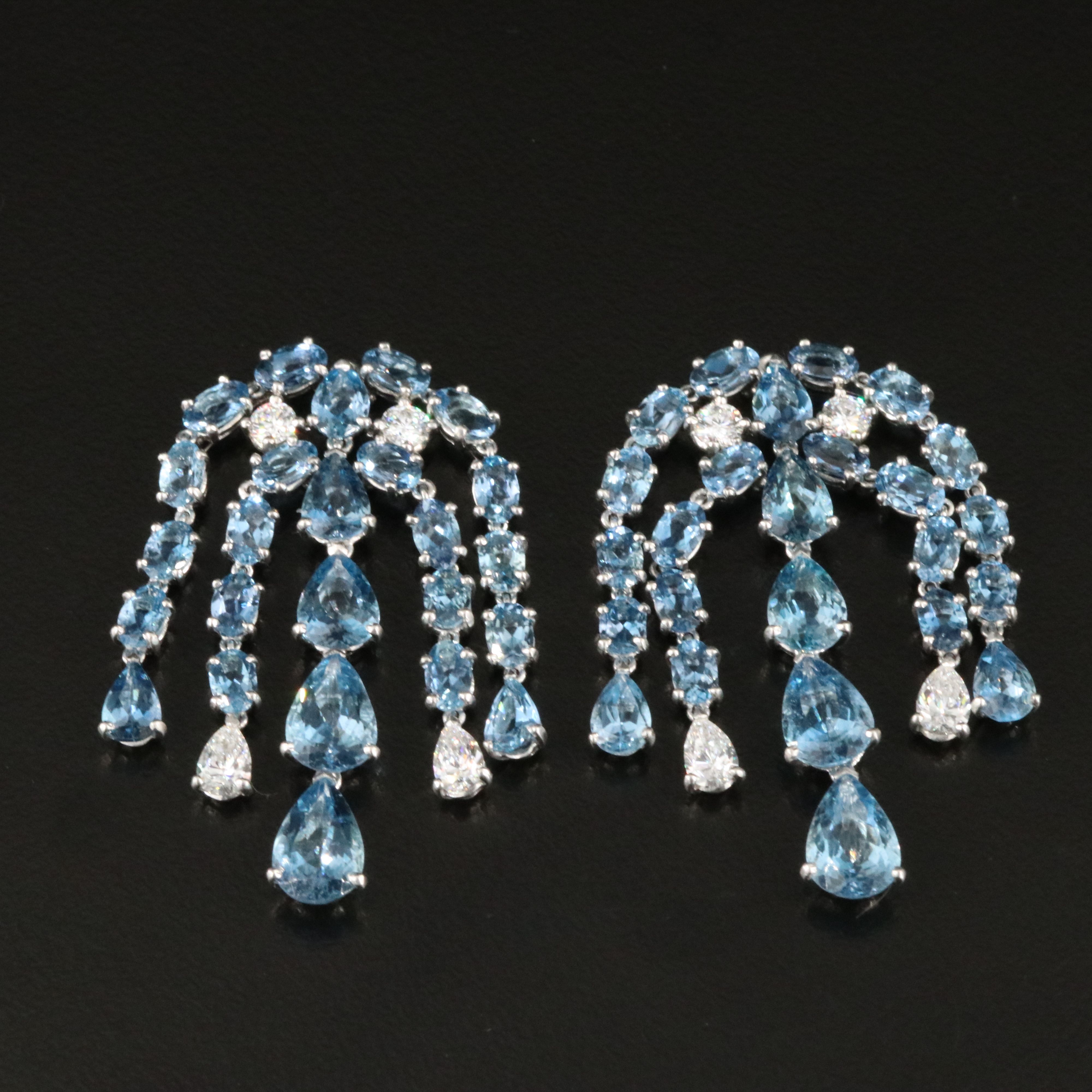 Platinum Aquamarine and 1.90 CTW Diamond Earring Enhancers