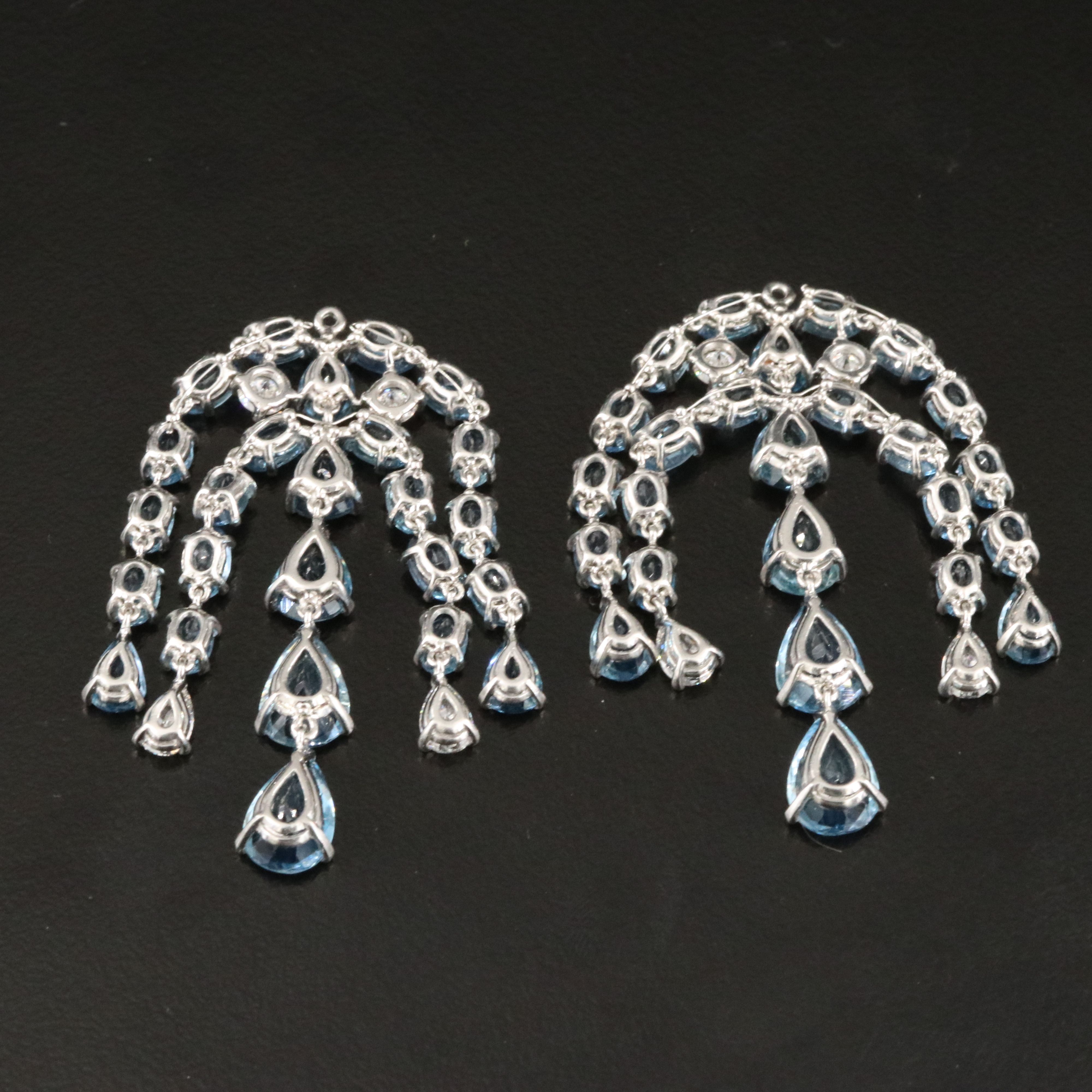 Platinum Aquamarine and 1.90 CTW Diamond Earring Enhancers