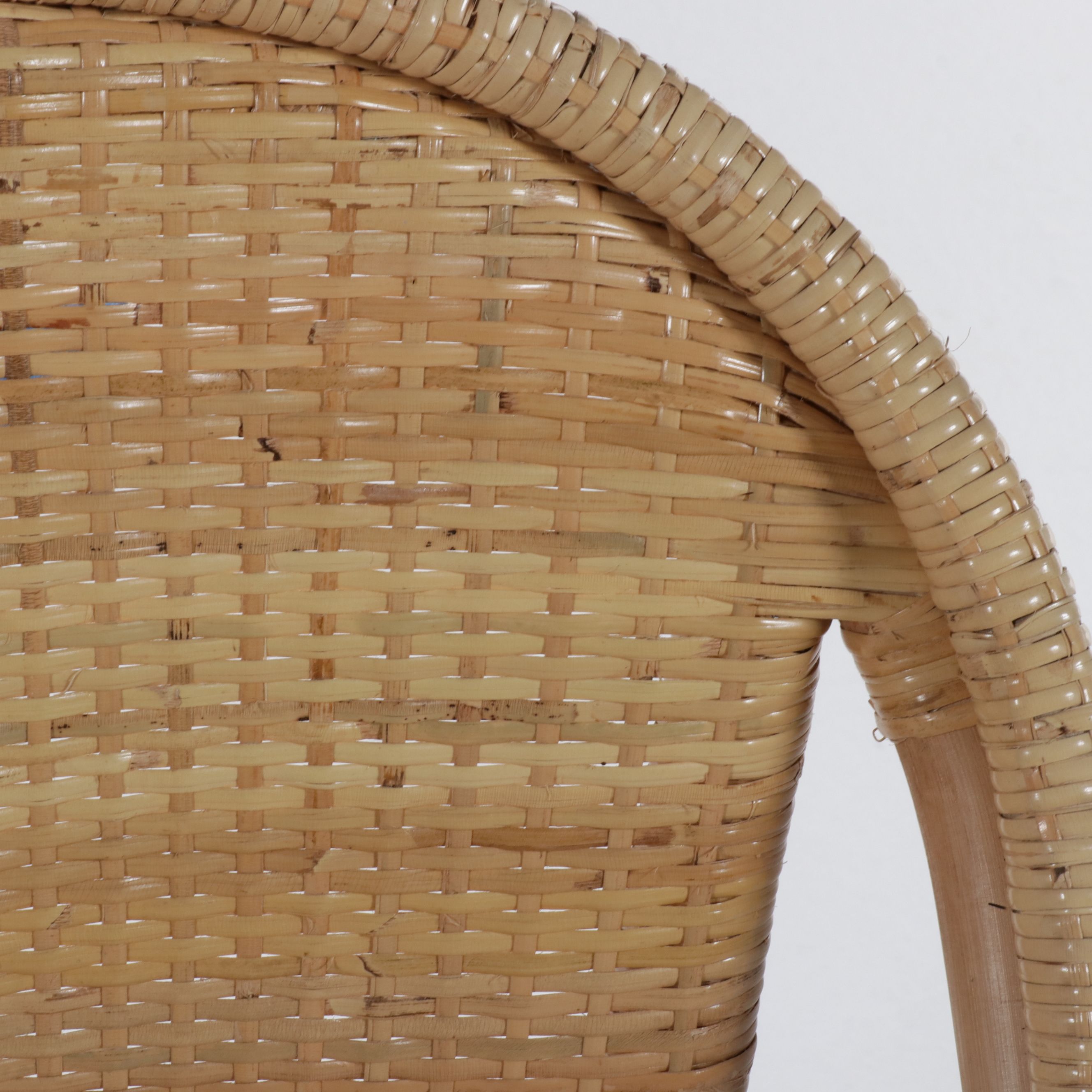 Set of Four French Bistro Style Rattan and Wicker Dining Chairs, 21st Century