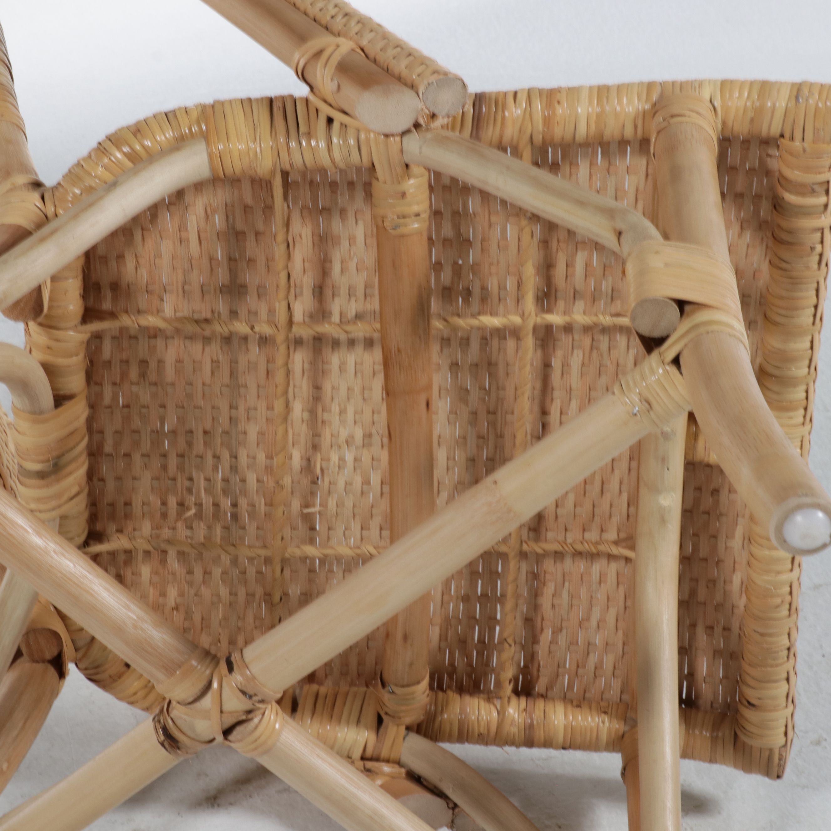 Set of Four French Bistro Style Rattan and Wicker Dining Chairs, 21st Century