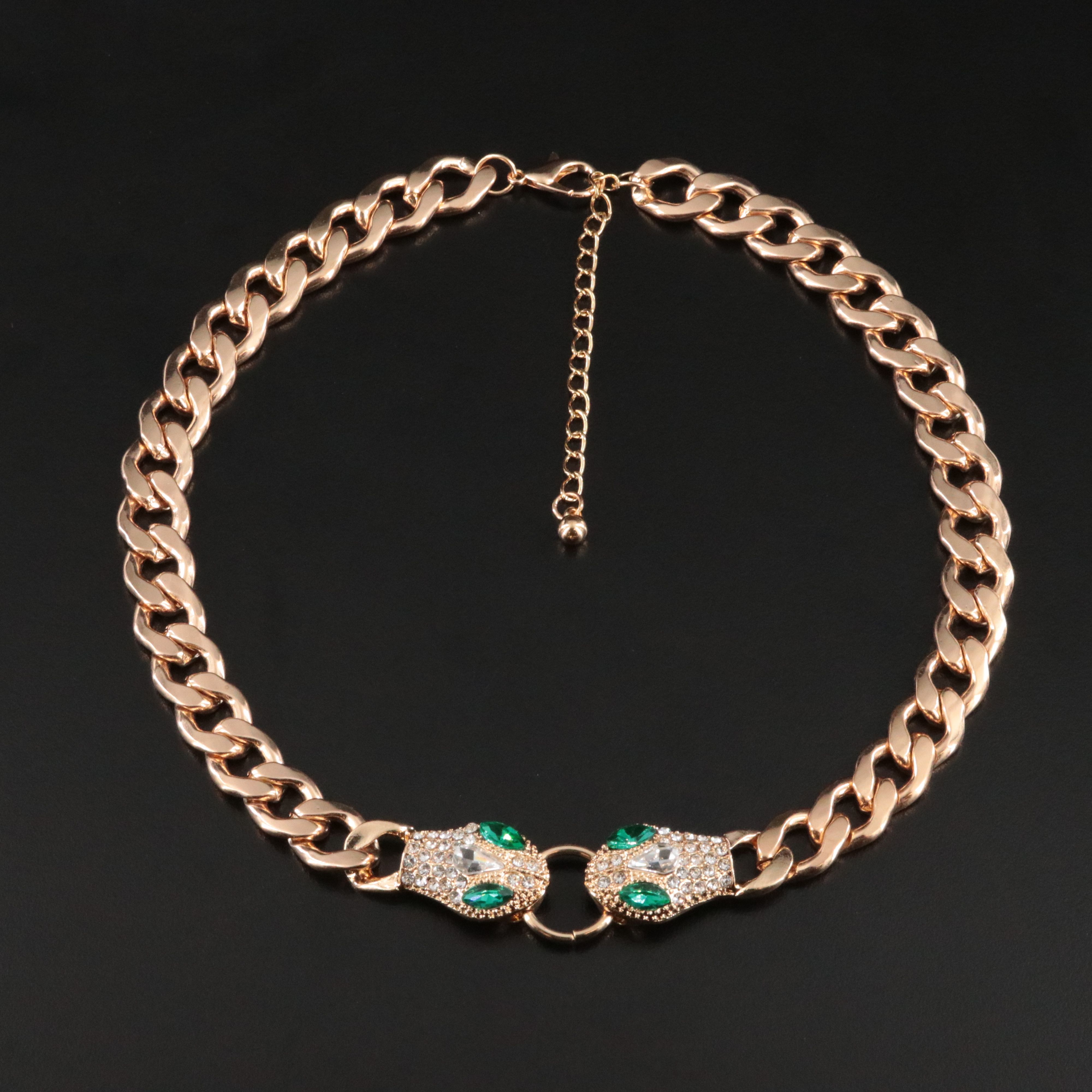 Rhinestone Snake Doorknocker Necklace