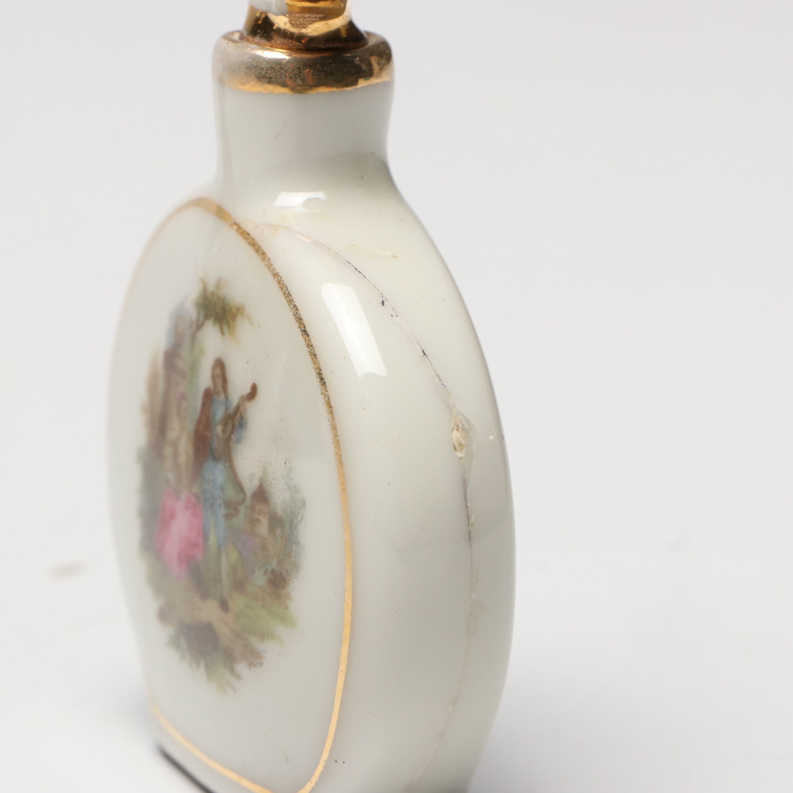 Victorian Hand-Painted Bird Snuff Bottle with Other German Porcelain Bottles