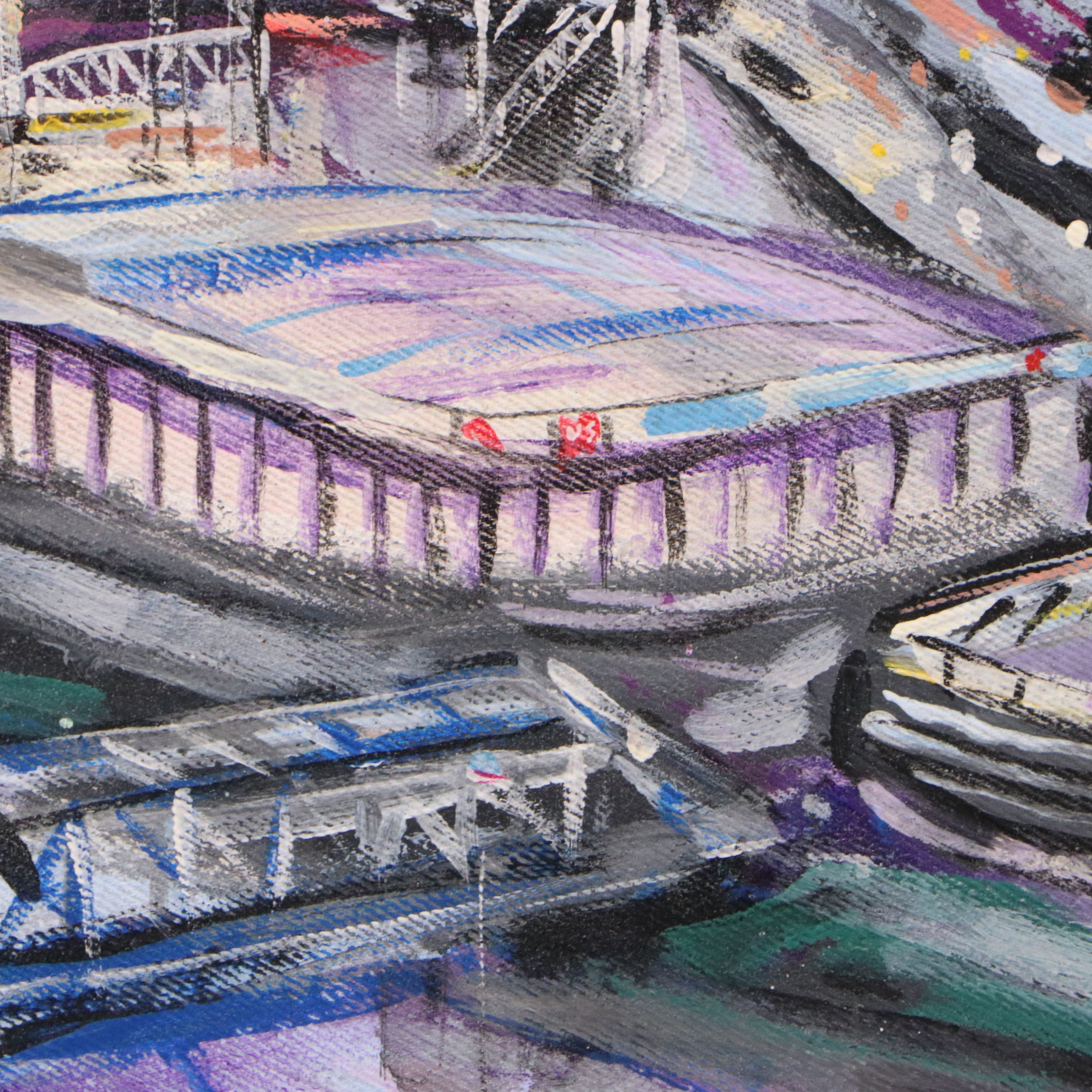 John Wilson Cincinnati Cityscape Acrylic Painting, 2010