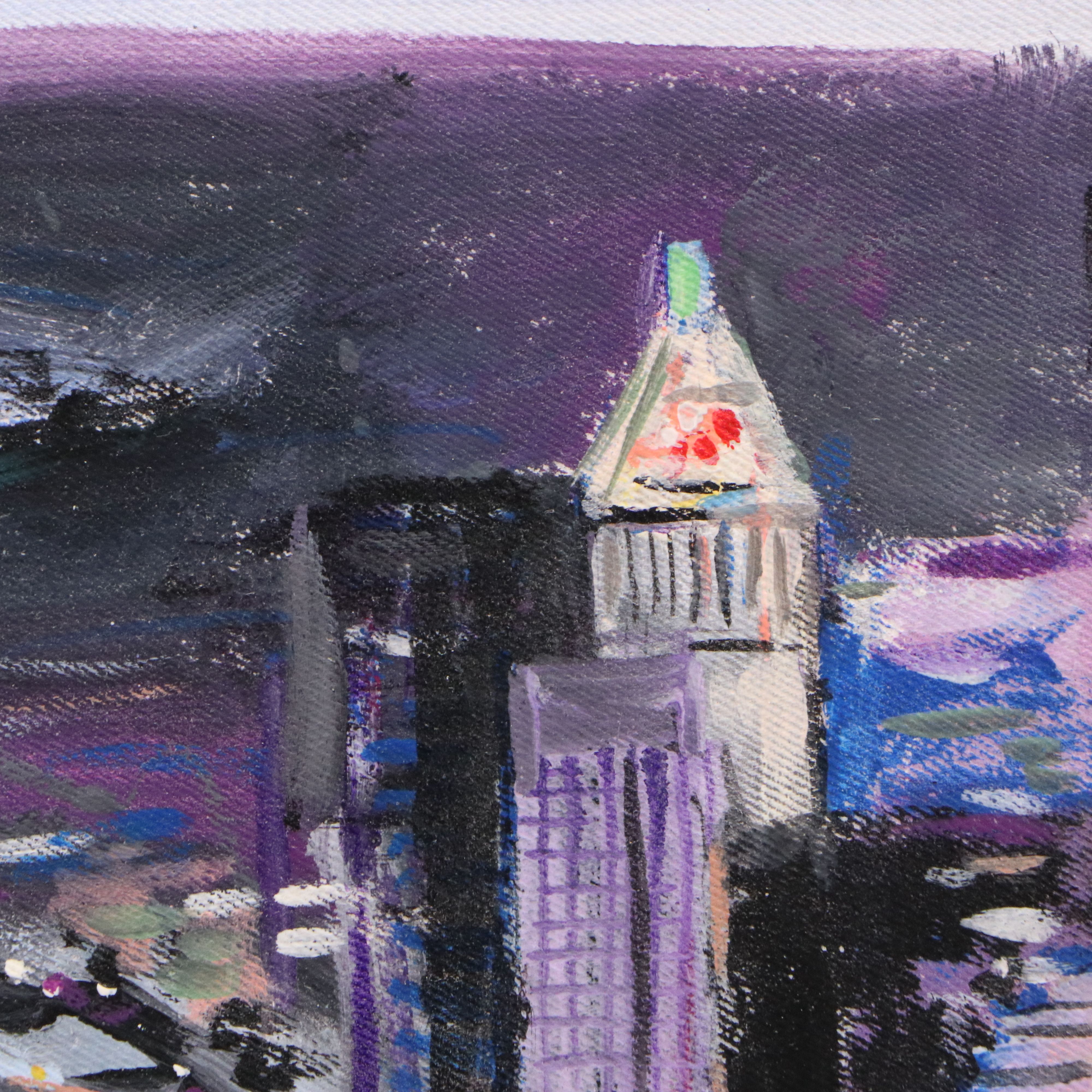 John Wilson Cincinnati Cityscape Acrylic Painting, 2010