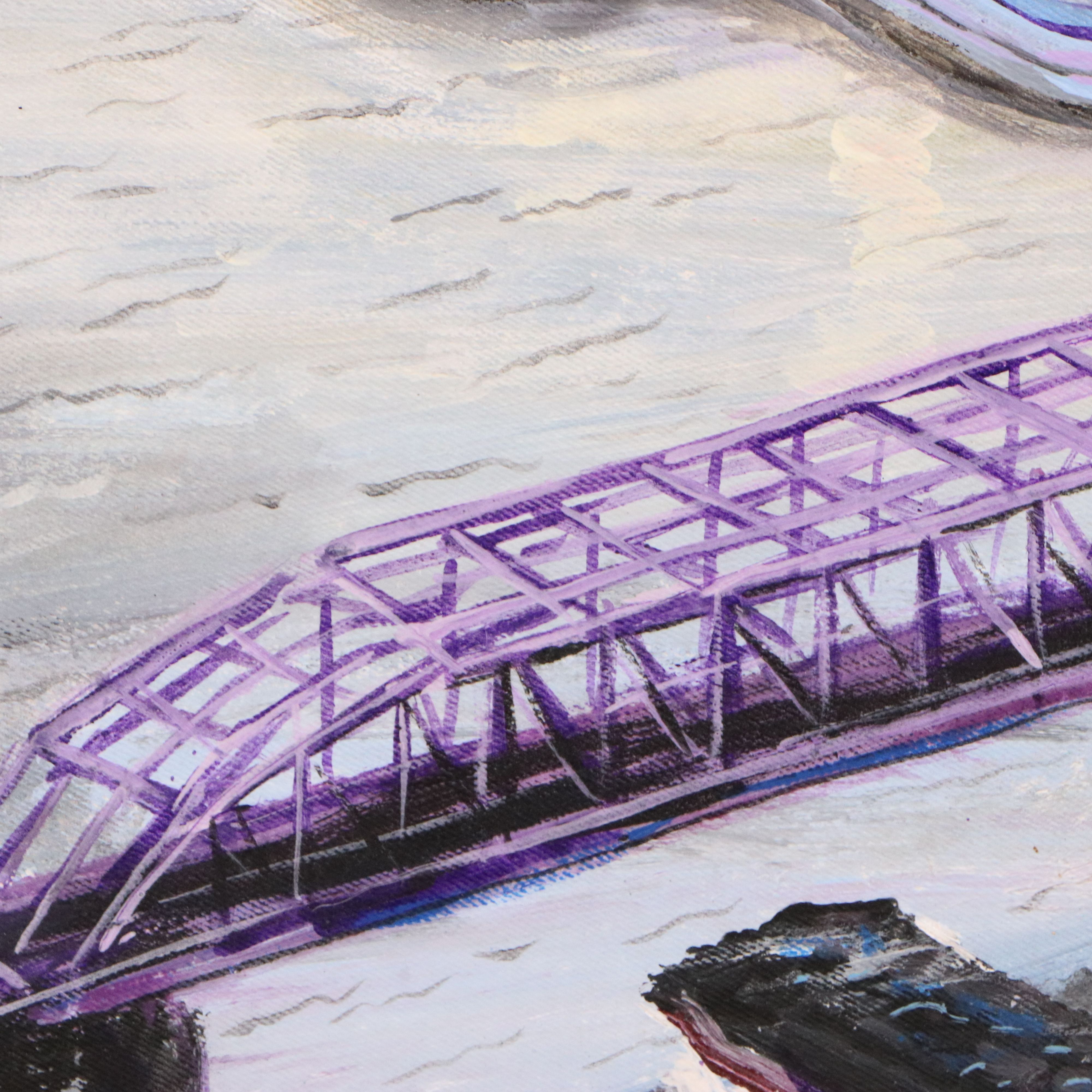 John Wilson Cincinnati Cityscape Acrylic Painting, 2010