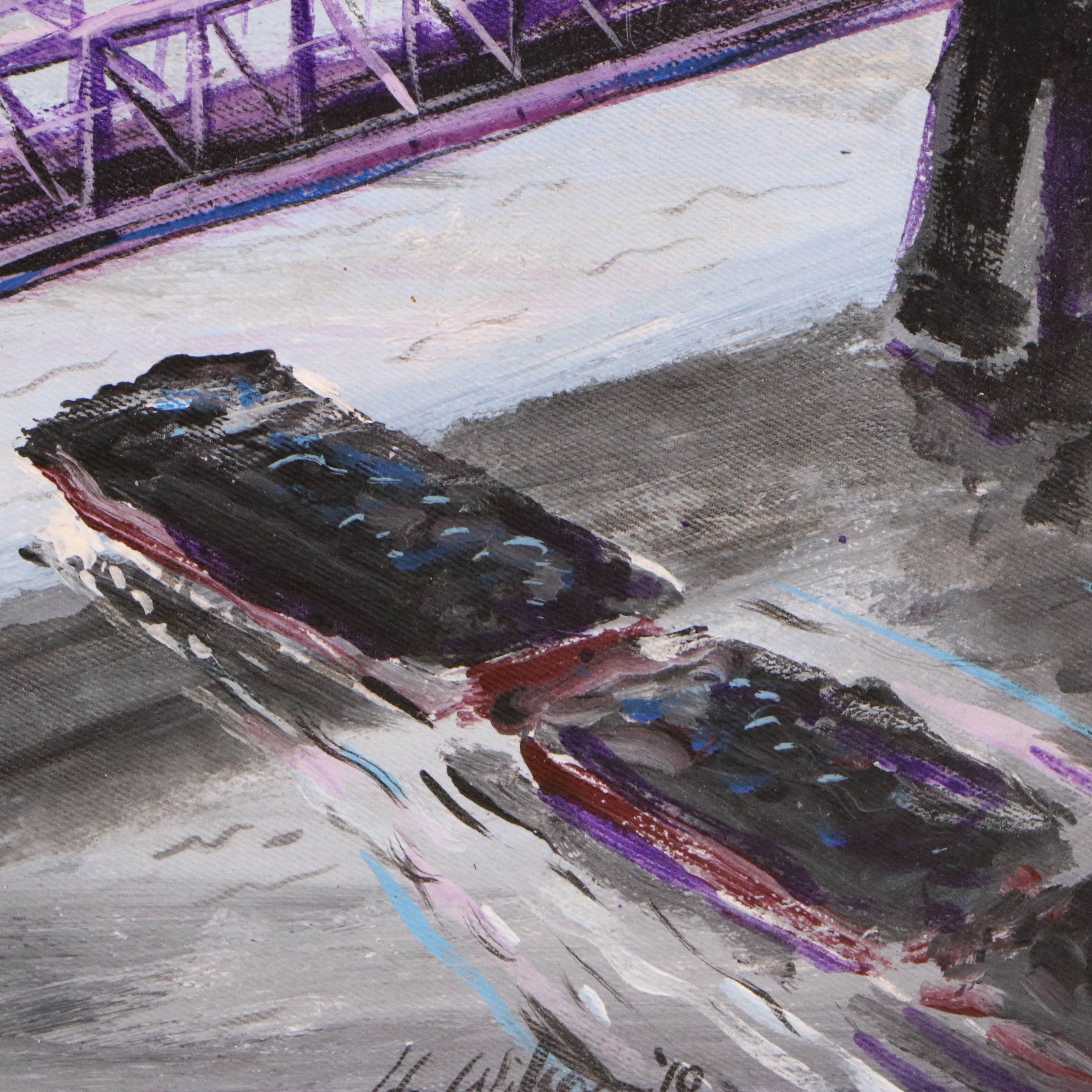 John Wilson Cincinnati Cityscape Acrylic Painting, 2010