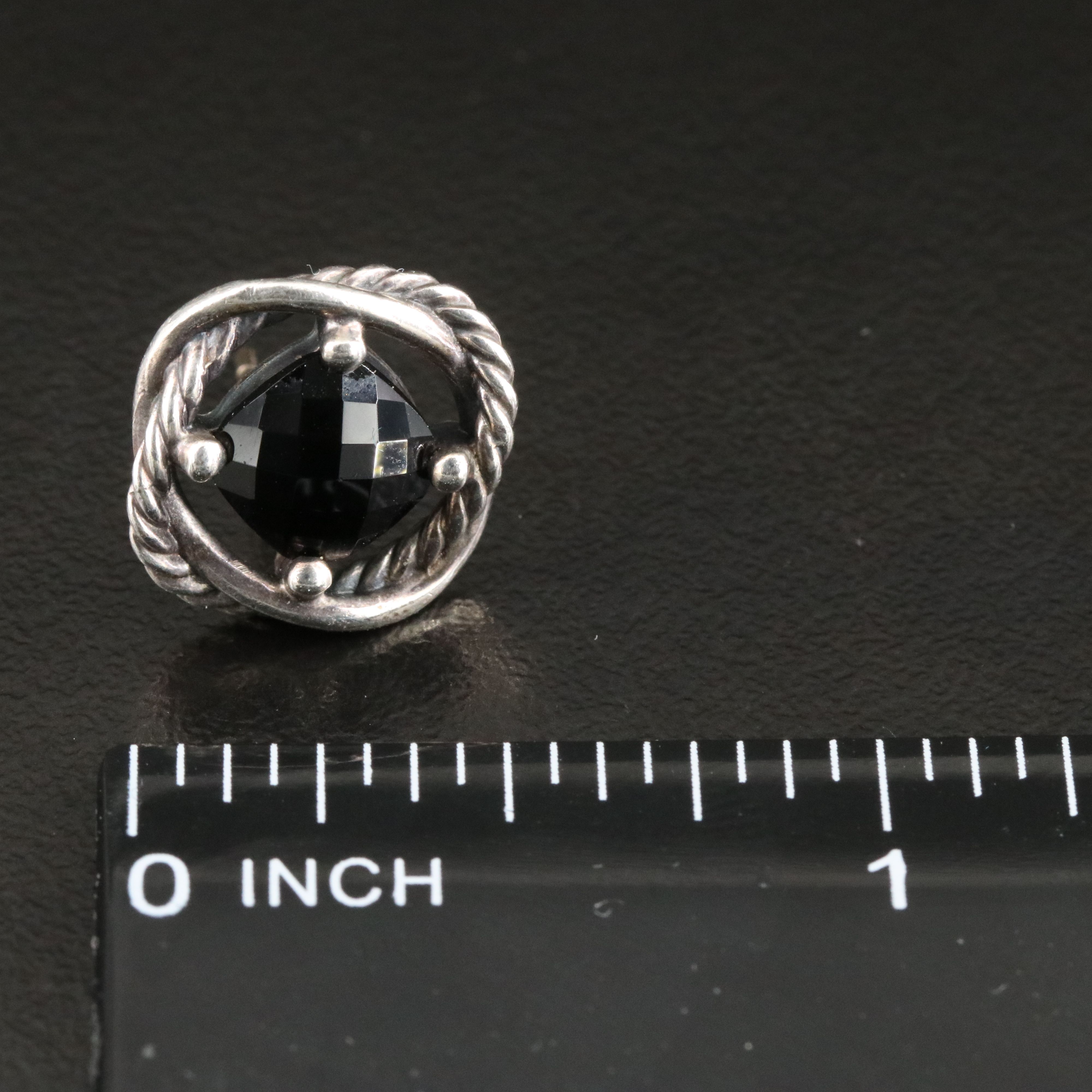 David Yurman Infinity Sterling and Black Onyx Stud Earrings