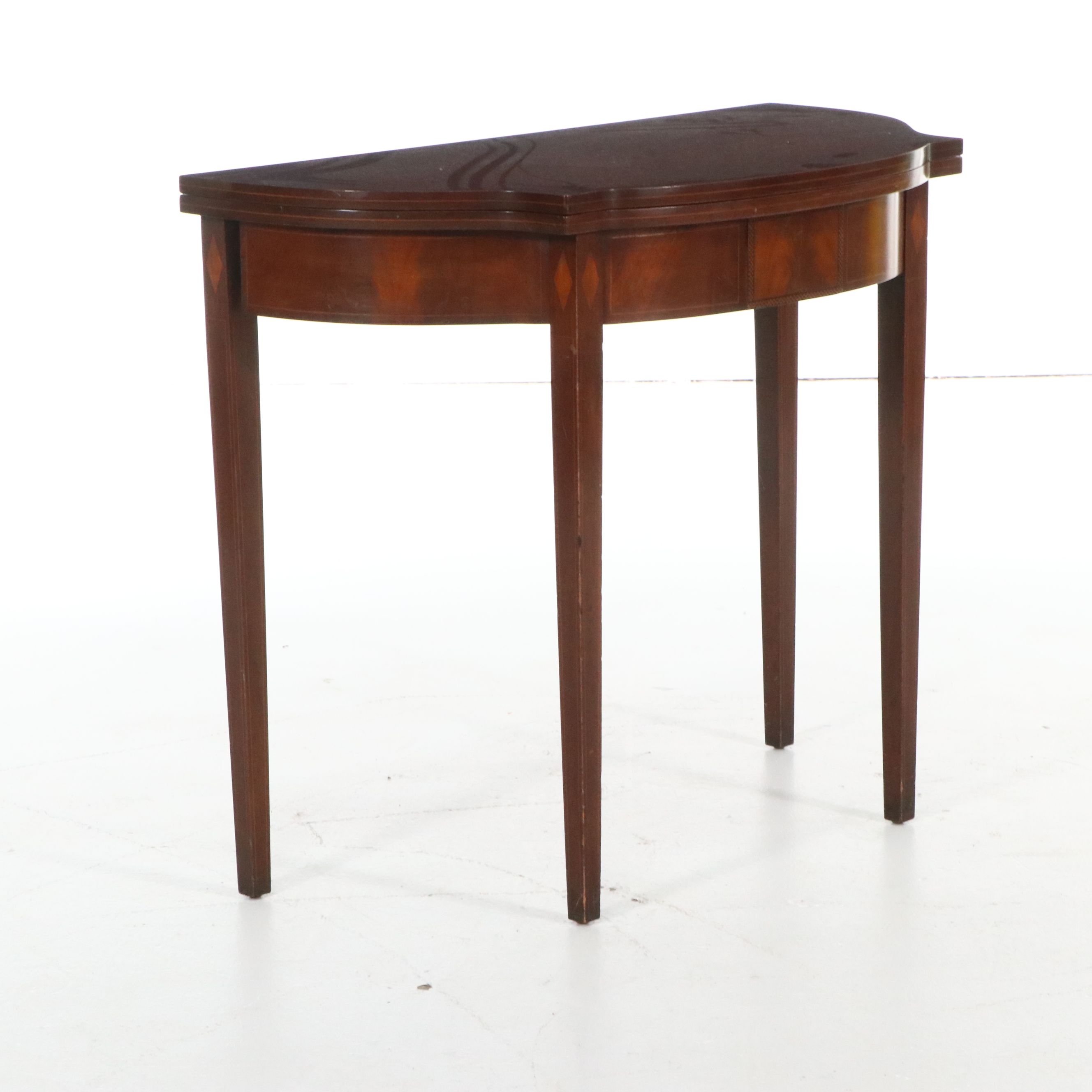 Imperial Furniture Co. Hepplewhite Style Mahogany Demilune Games Table