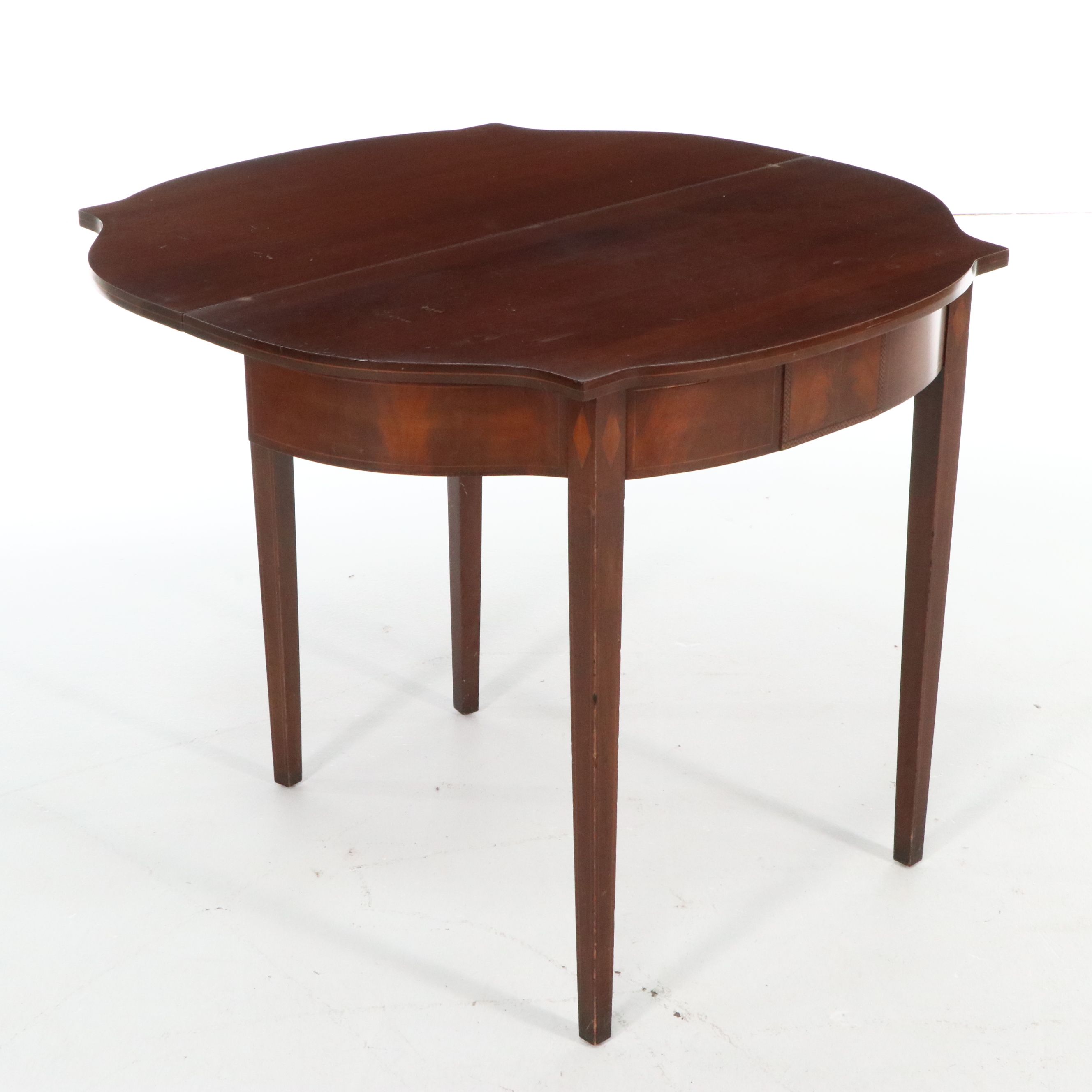 Imperial Furniture Co. Hepplewhite Style Mahogany Demilune Games Table