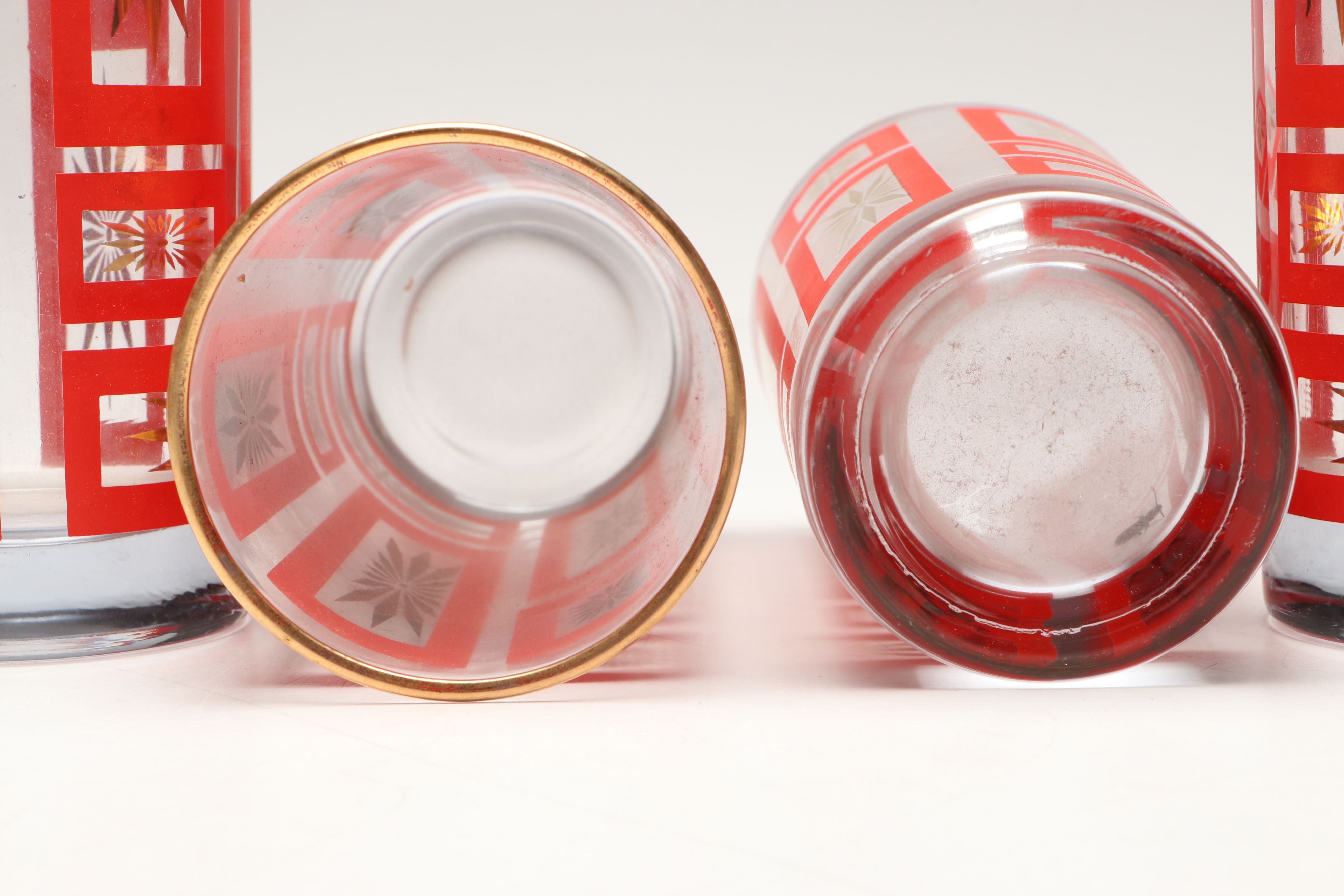 MCM Jeannette "Atomic Starburst" Glass Cocktail Shaker, Pitcher and More Barware