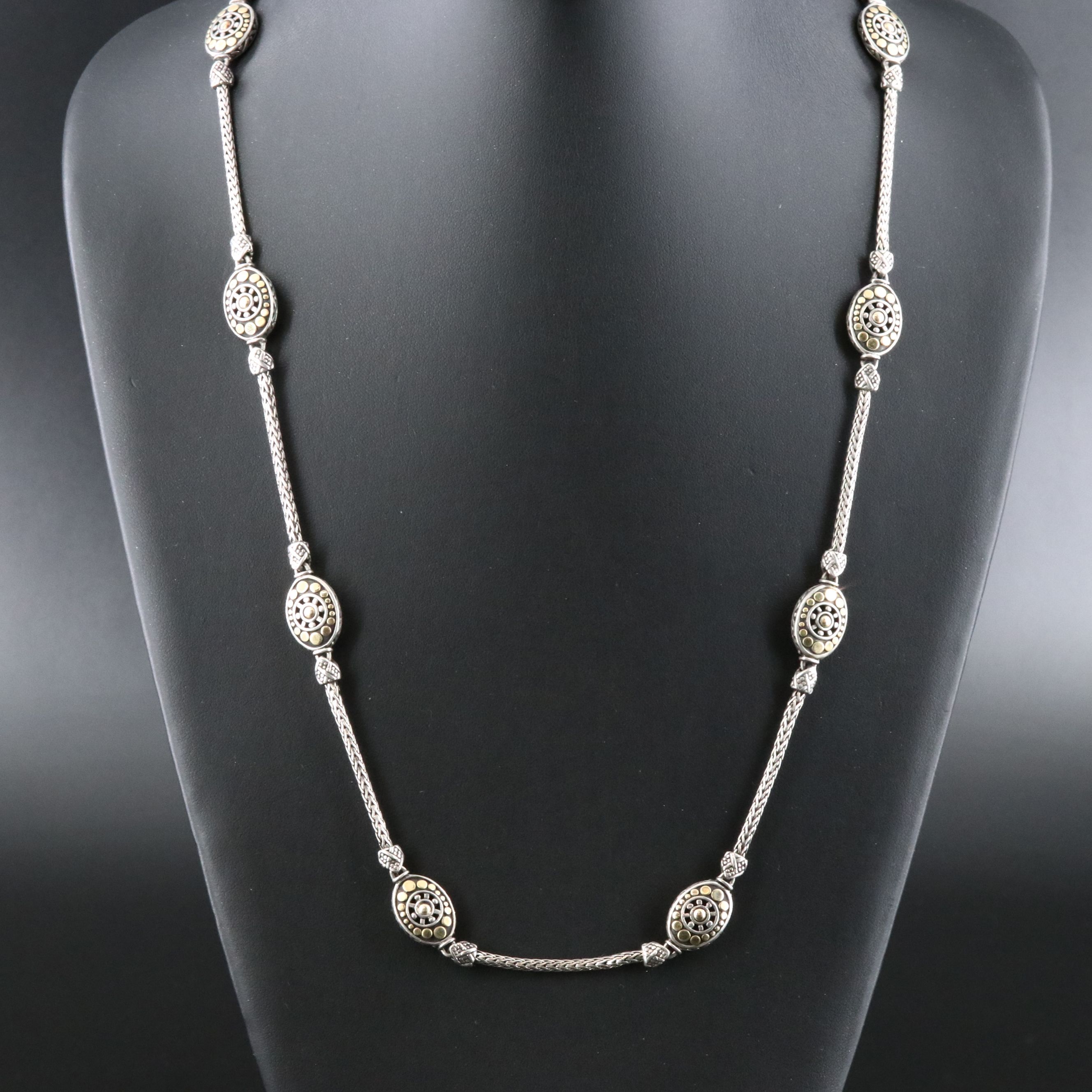 John Hardy Dot Sterling and 18K Oval Station Chain