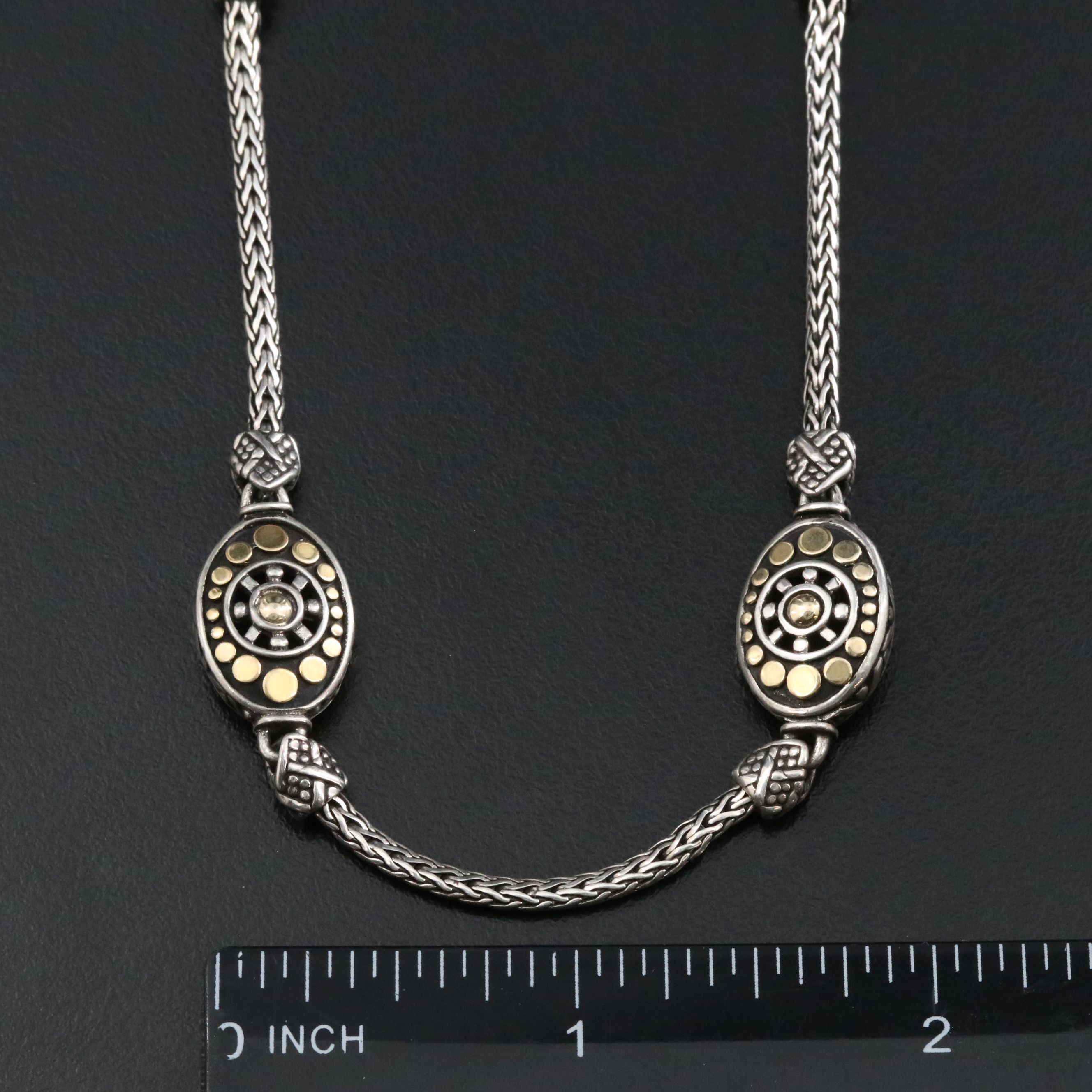 John Hardy Dot Sterling and 18K Oval Station Chain