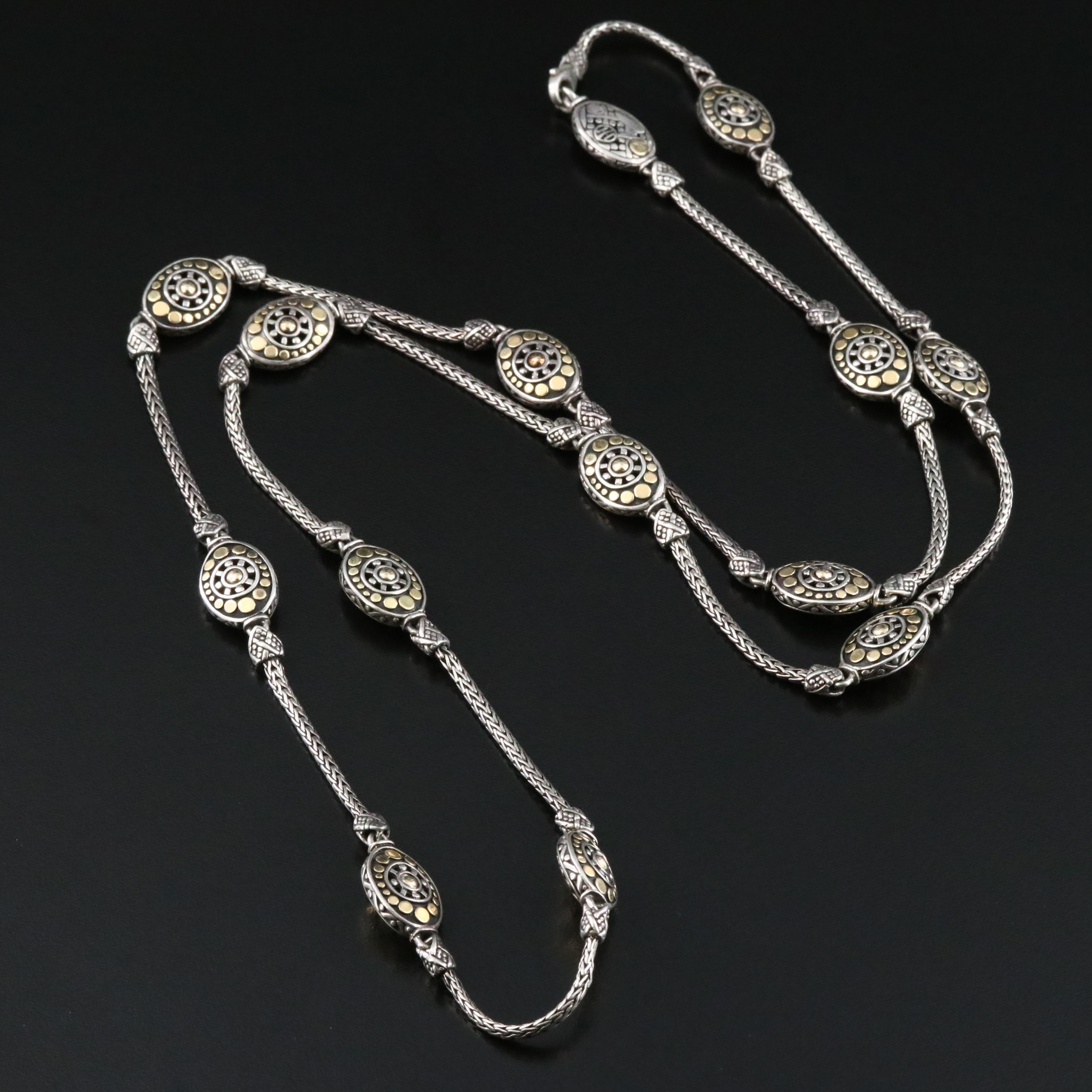 John Hardy Dot Sterling and 18K Oval Station Chain