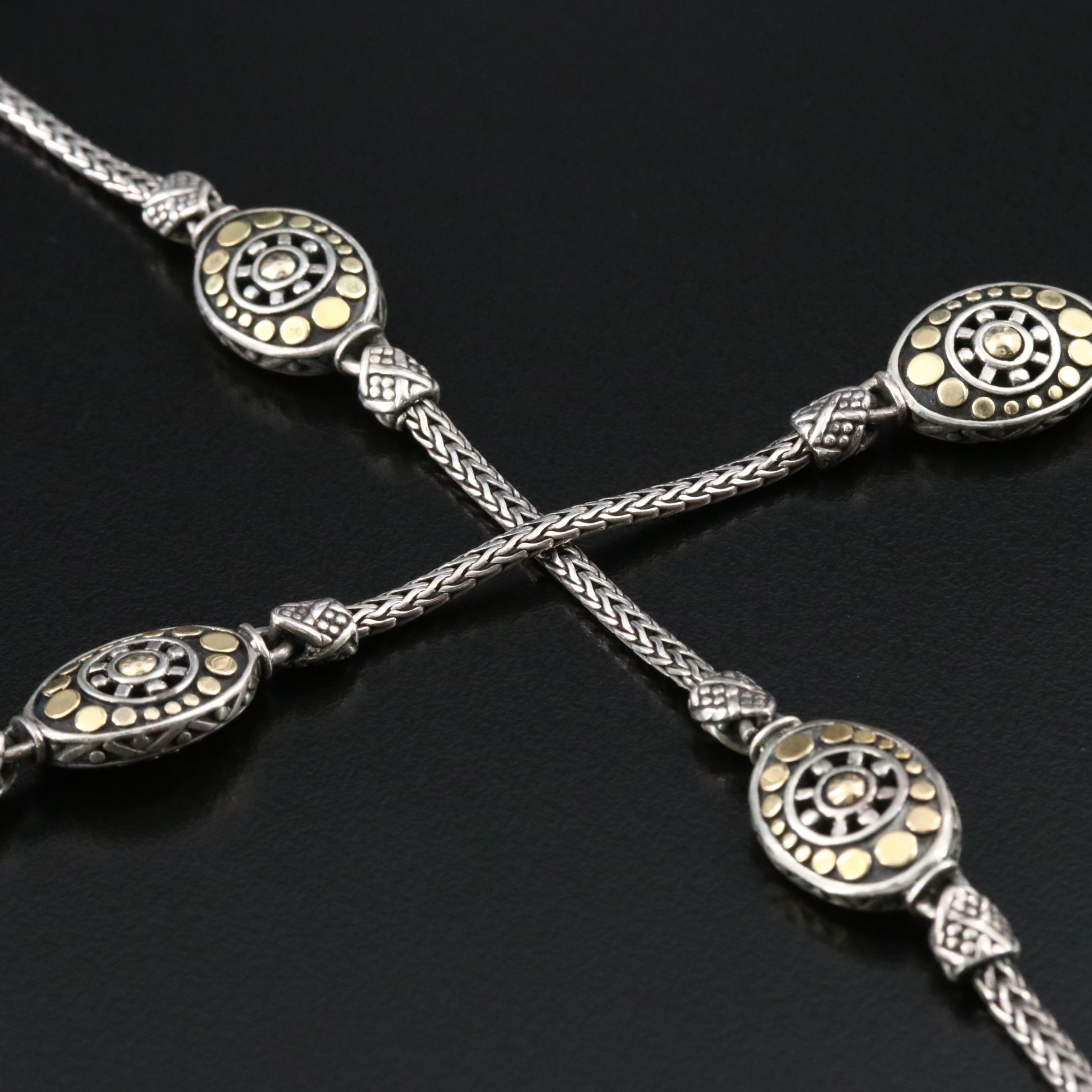 John Hardy Dot Sterling and 18K Oval Station Chain