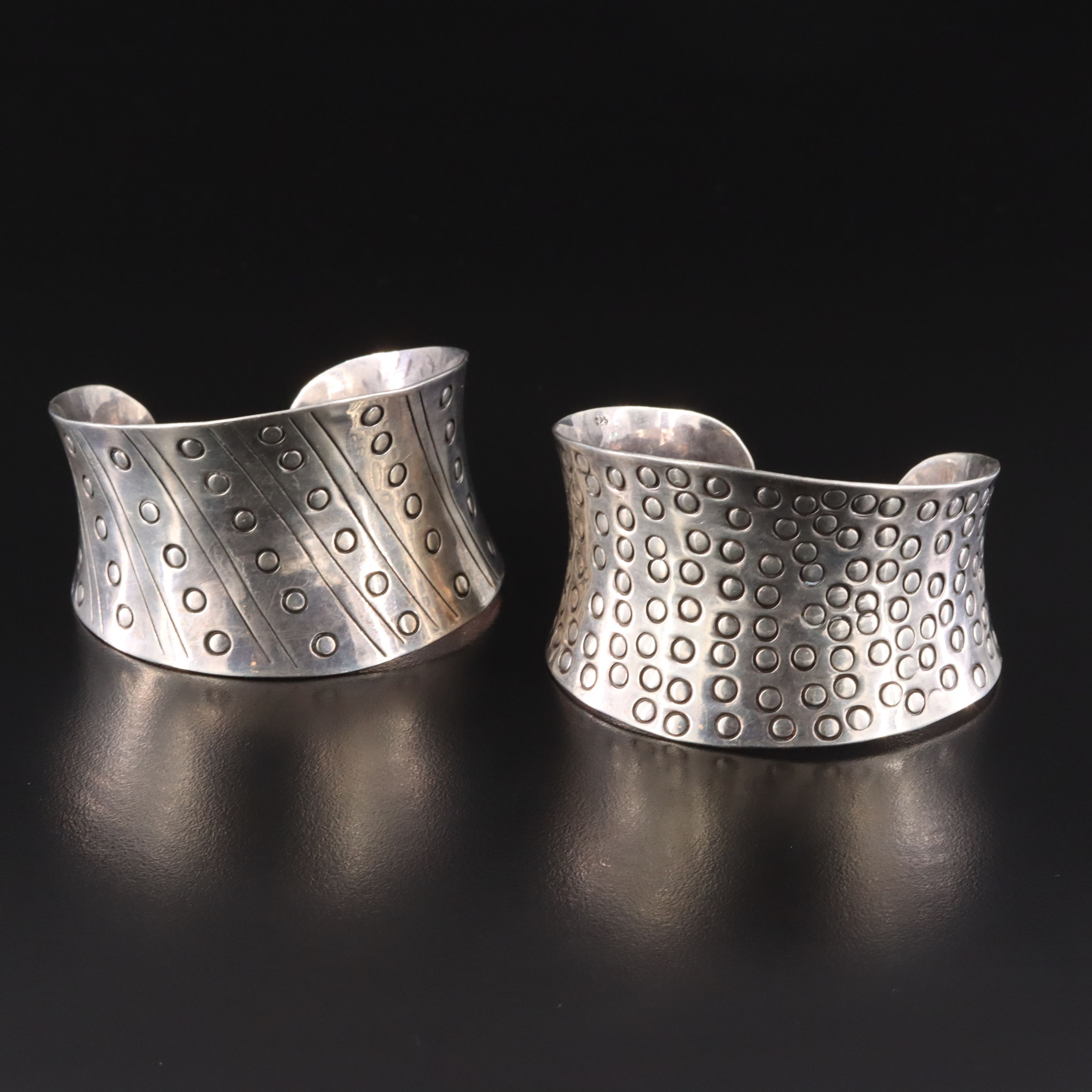 Sterling Dot Patterned Cuff Bracelets