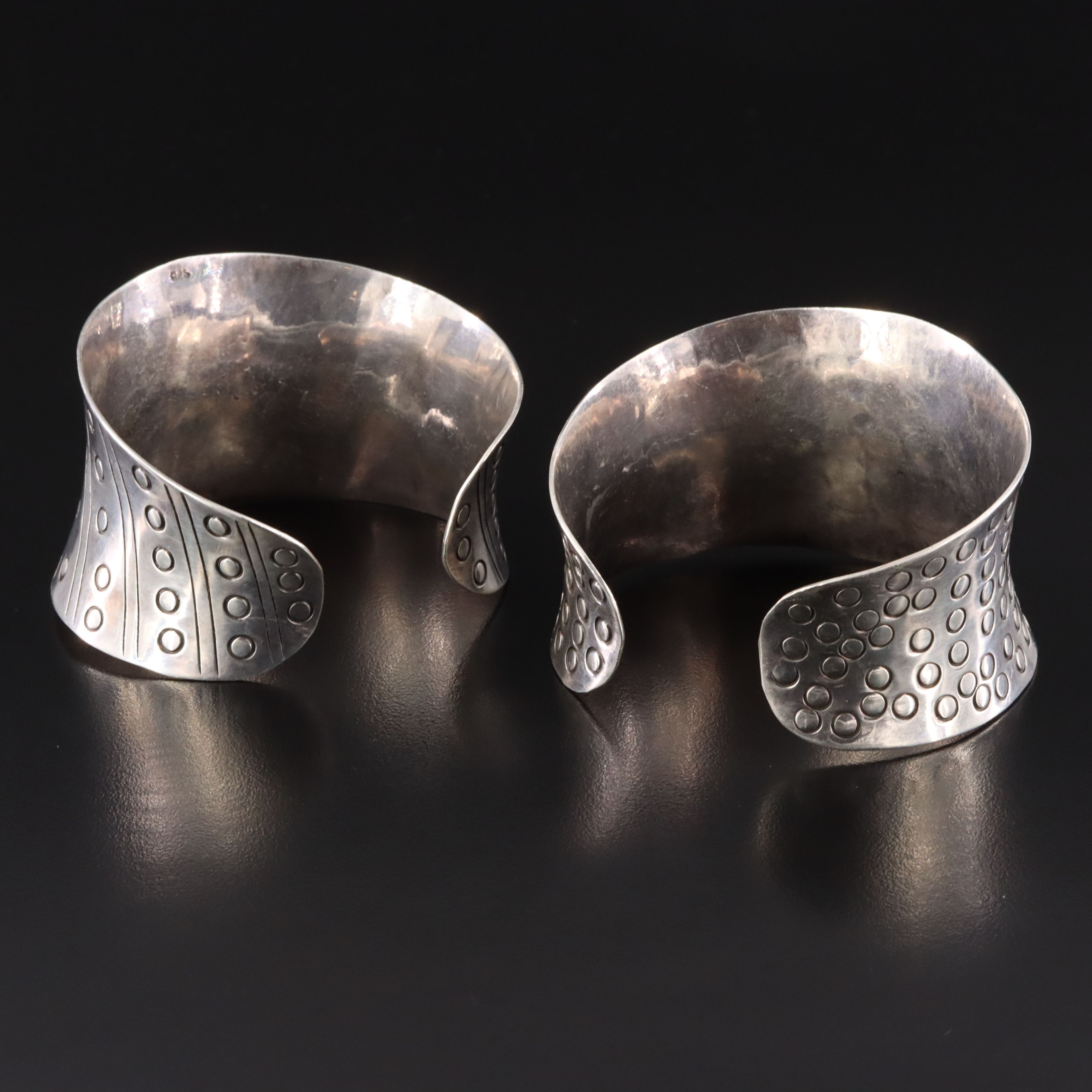 Sterling Dot Patterned Cuff Bracelets