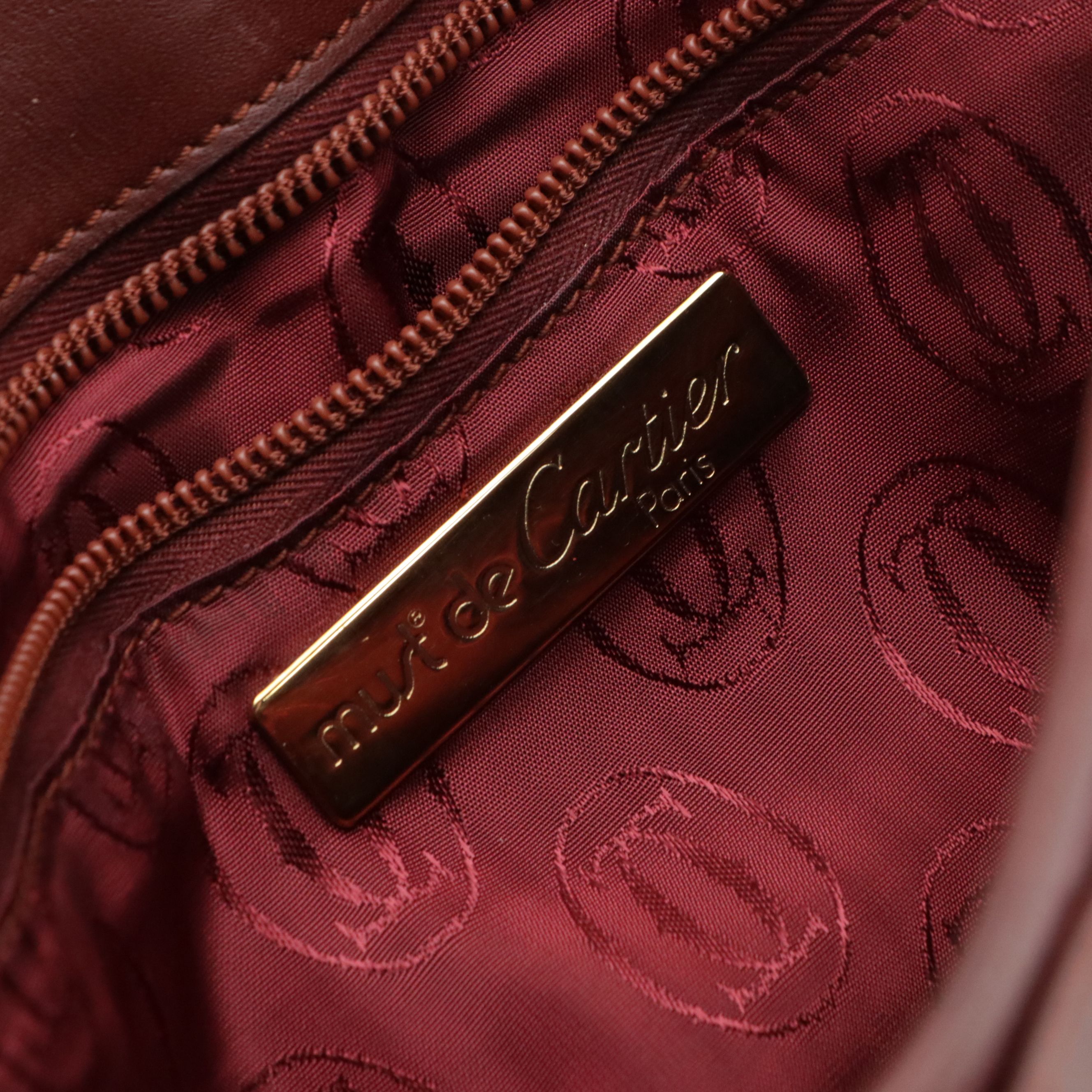 Cartier Must de Cartier Flap Crossbody Bag in Burgundy Smooth and Grain Leather