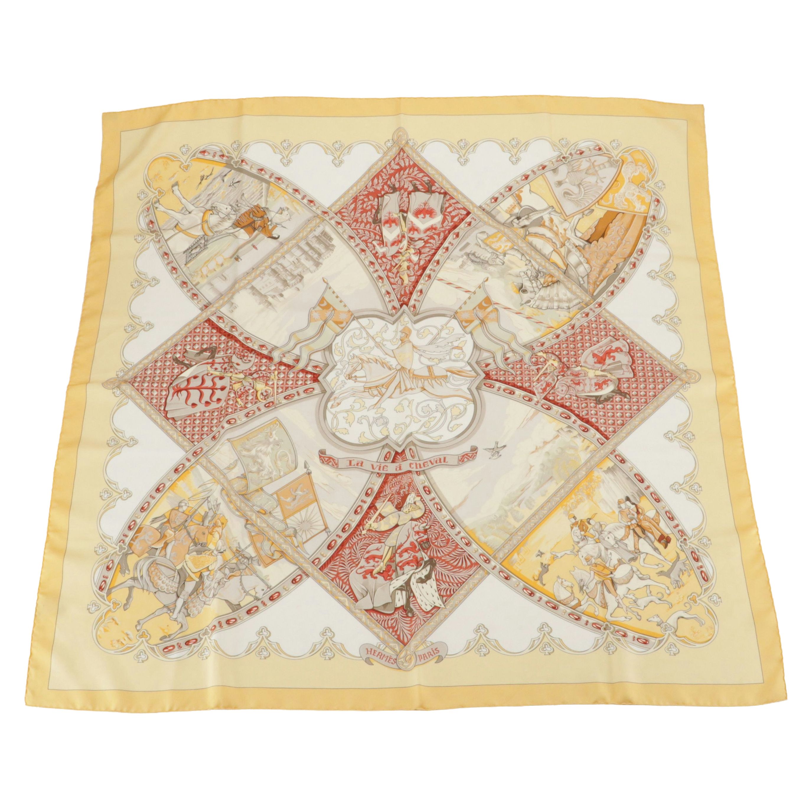 Hermès "La Vie à Cheval" Scarf 90 in Silk Twill