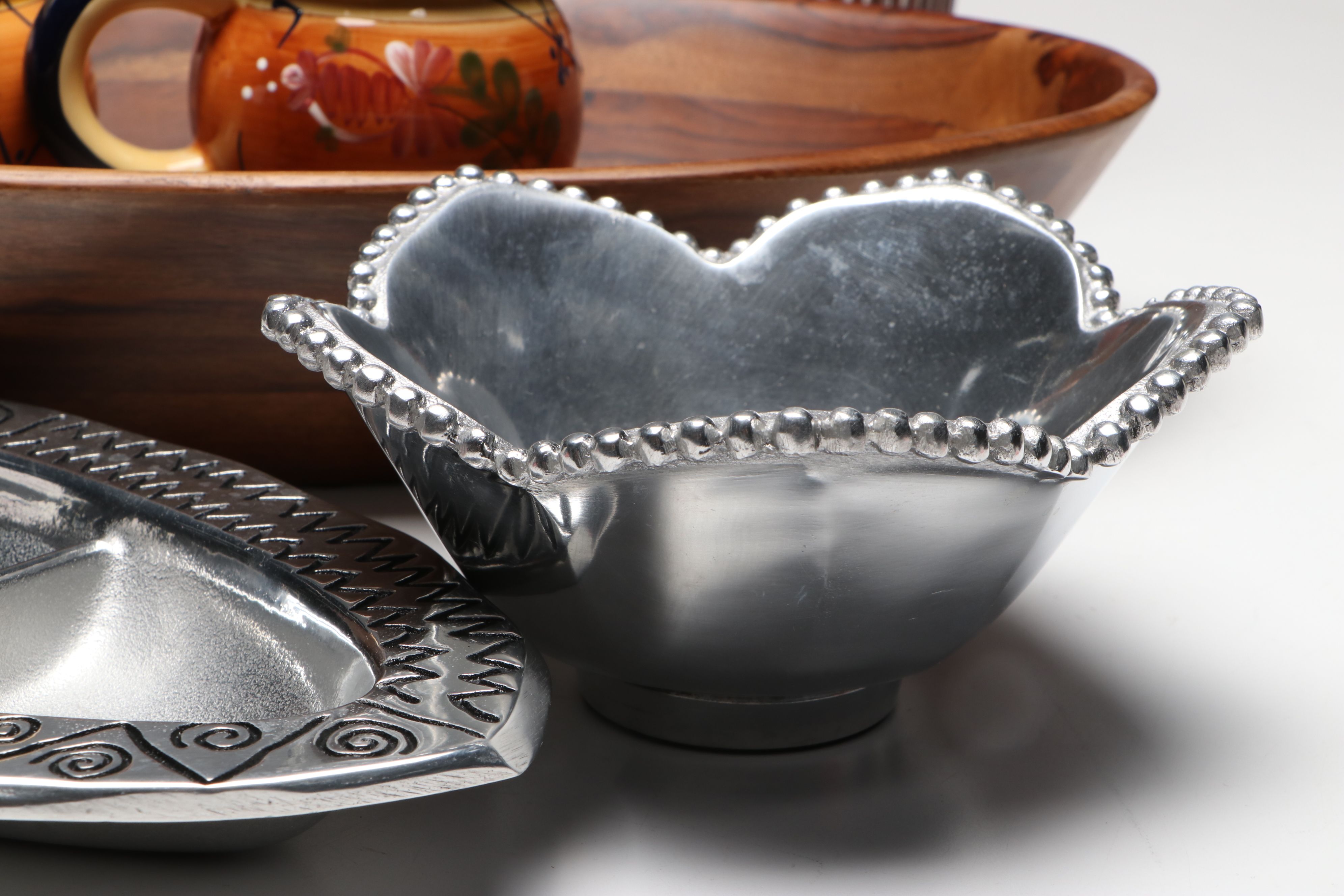 Arhaus "Andres" Leather Hurricane Candle Lamps with Other Tableware and Décor