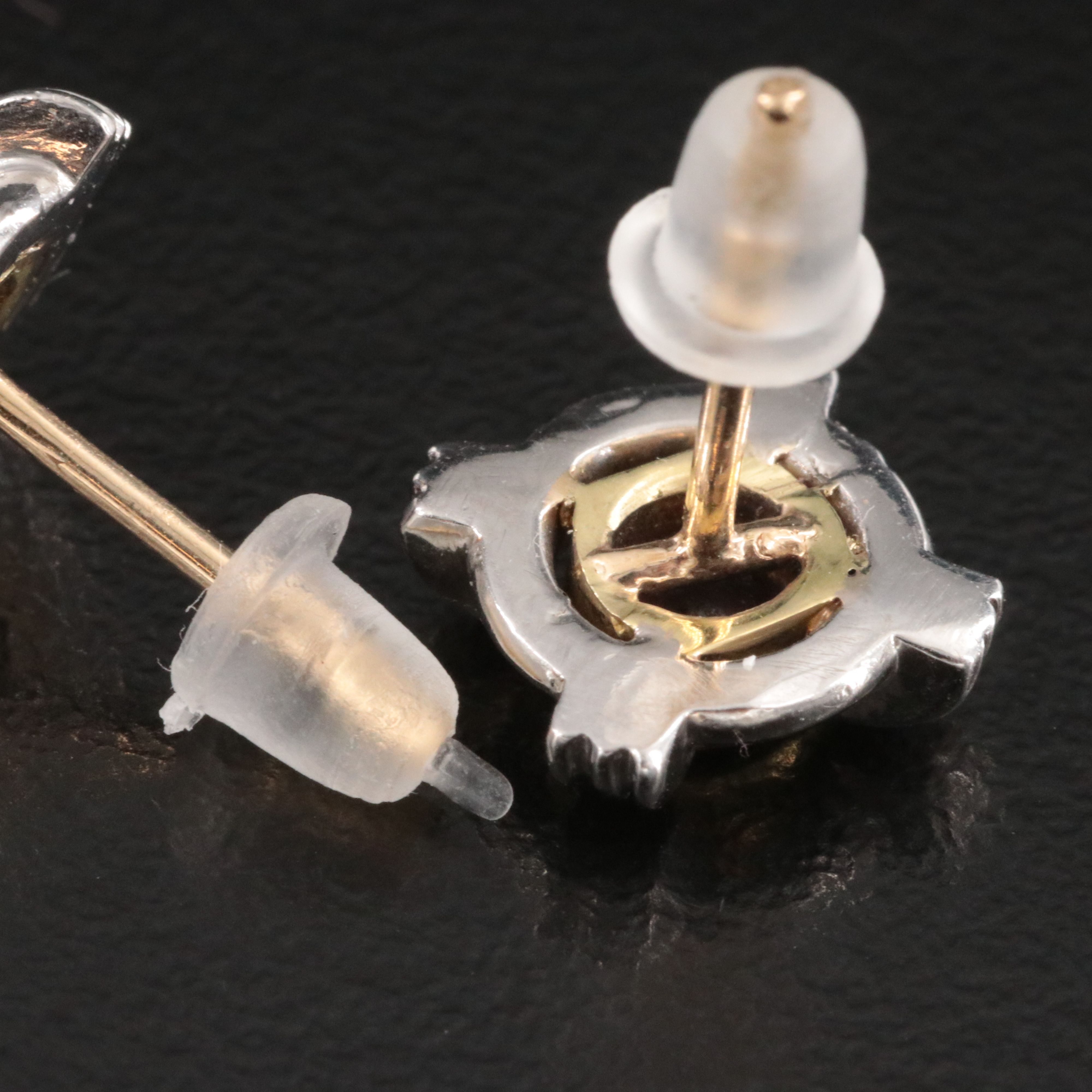 Platinum Ruby, Sapphire, and Emerald Stud  Earrings with 18K Accents