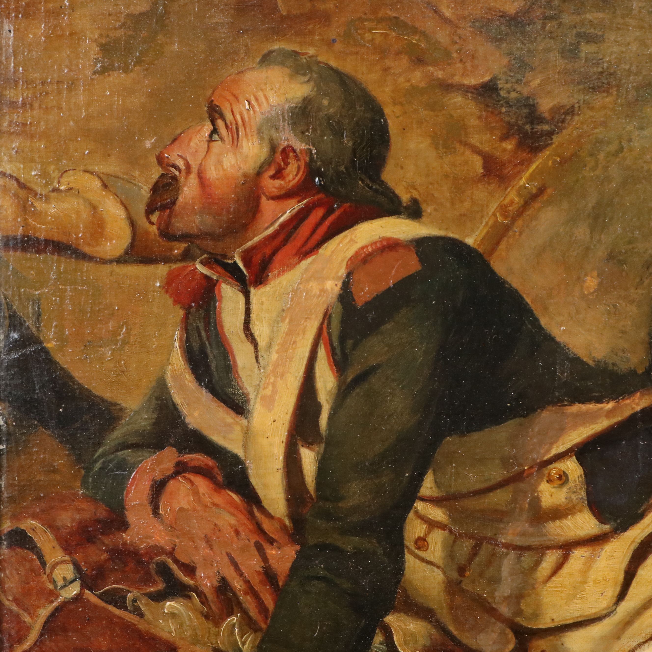 Oil Painting of Wounded Soldier, 19th Century