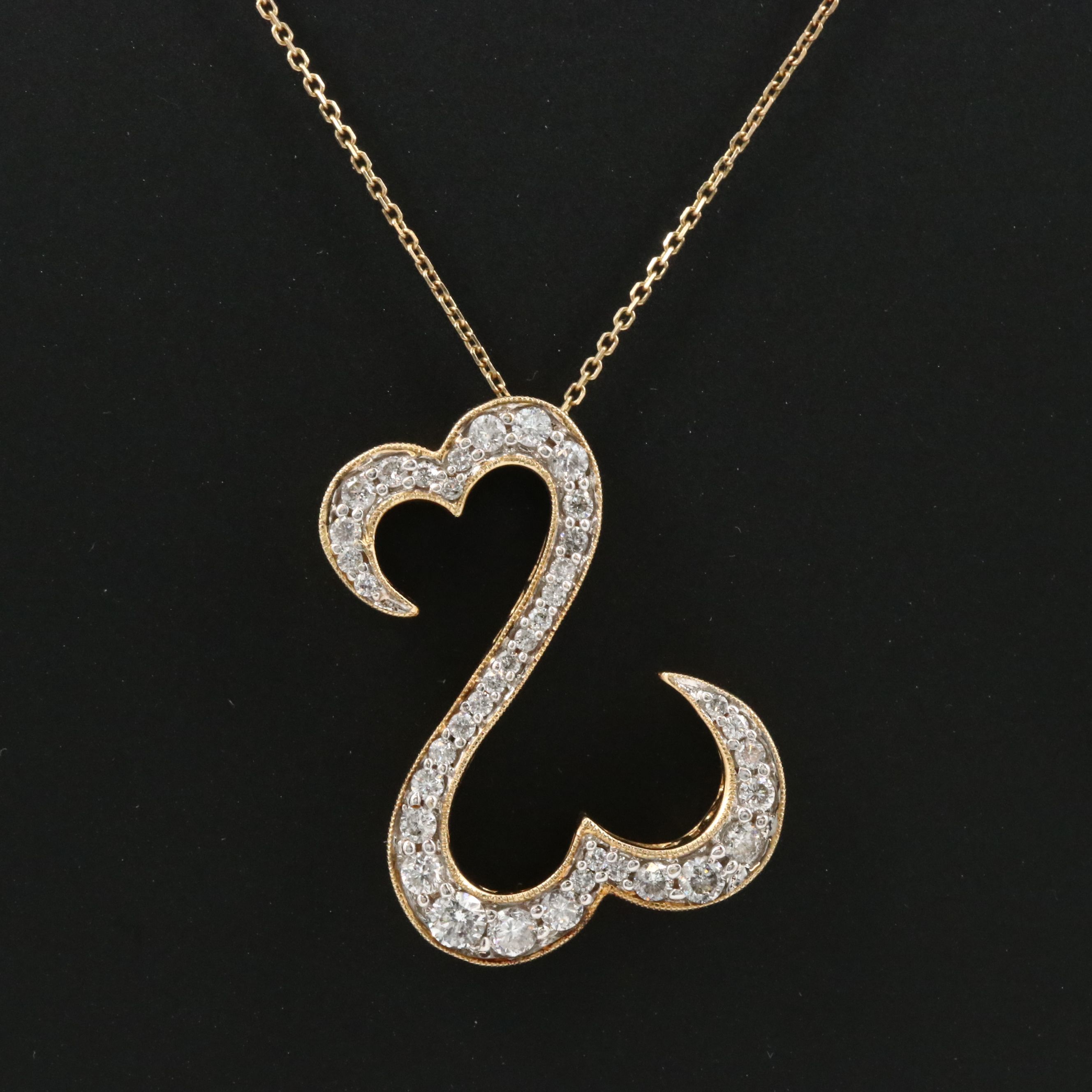 14K 1.53 CTW Diamond Open Heart Pendant Necklace
