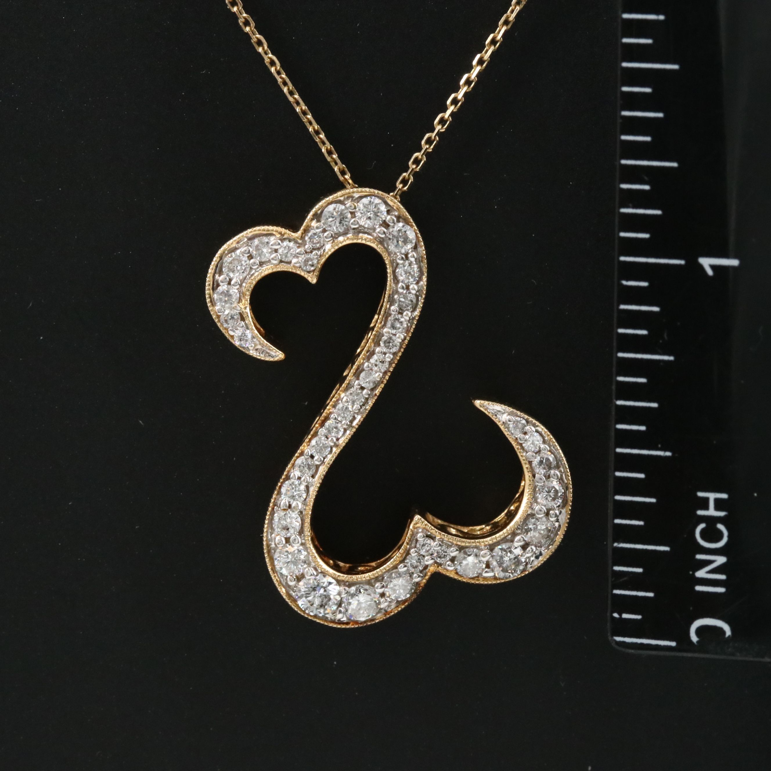 14K 1.53 CTW Diamond Open Heart Pendant Necklace