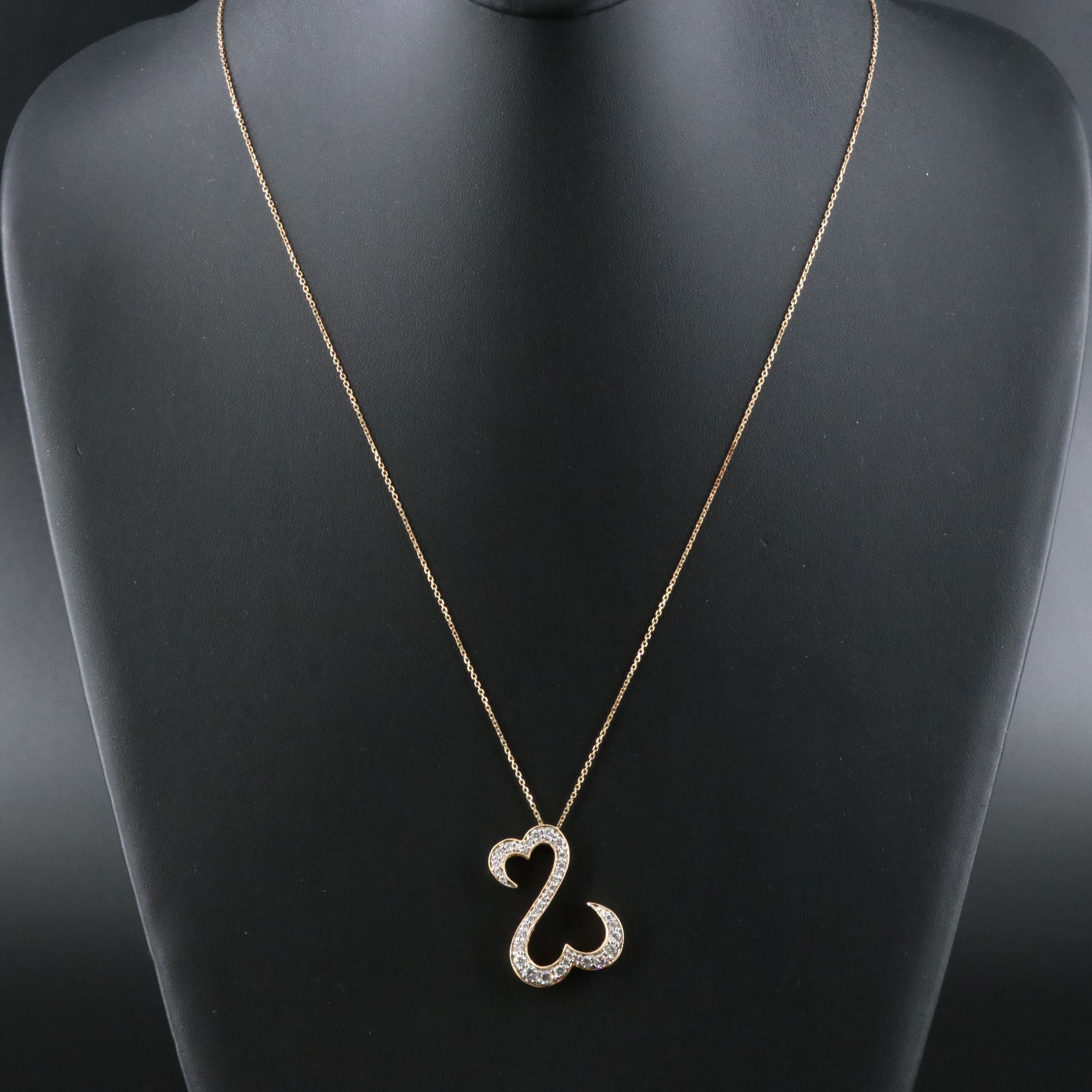 14K 1.53 CTW Diamond Open Heart Pendant Necklace