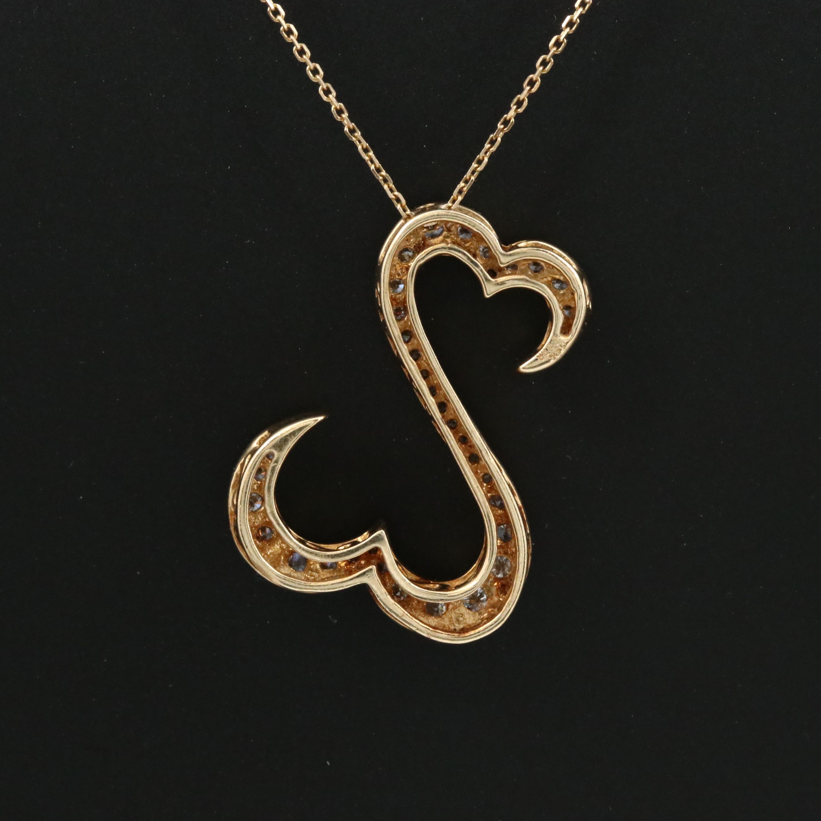 14K 1.53 CTW Diamond Open Heart Pendant Necklace