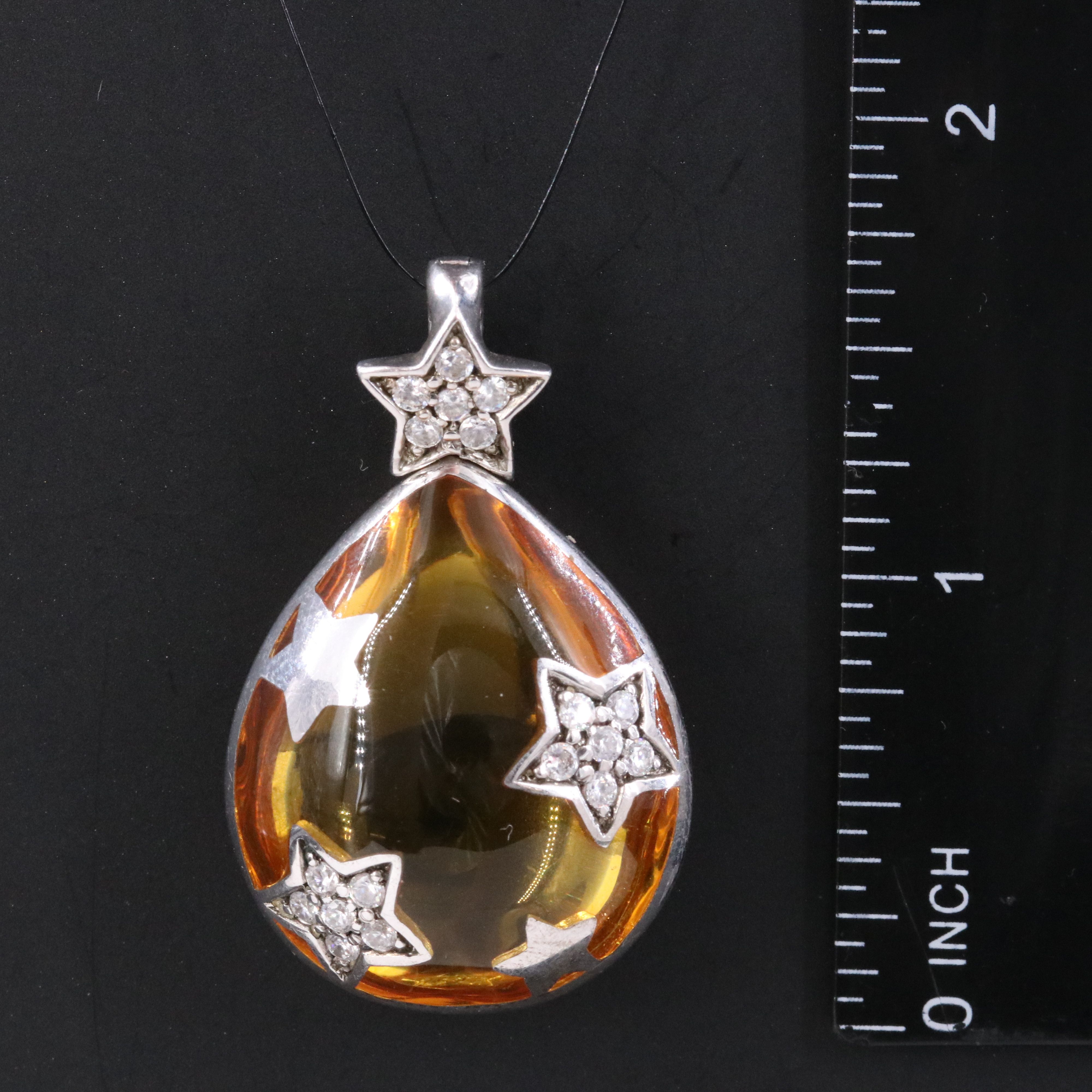 Sterling Glass and CZ Enhancer Pendant