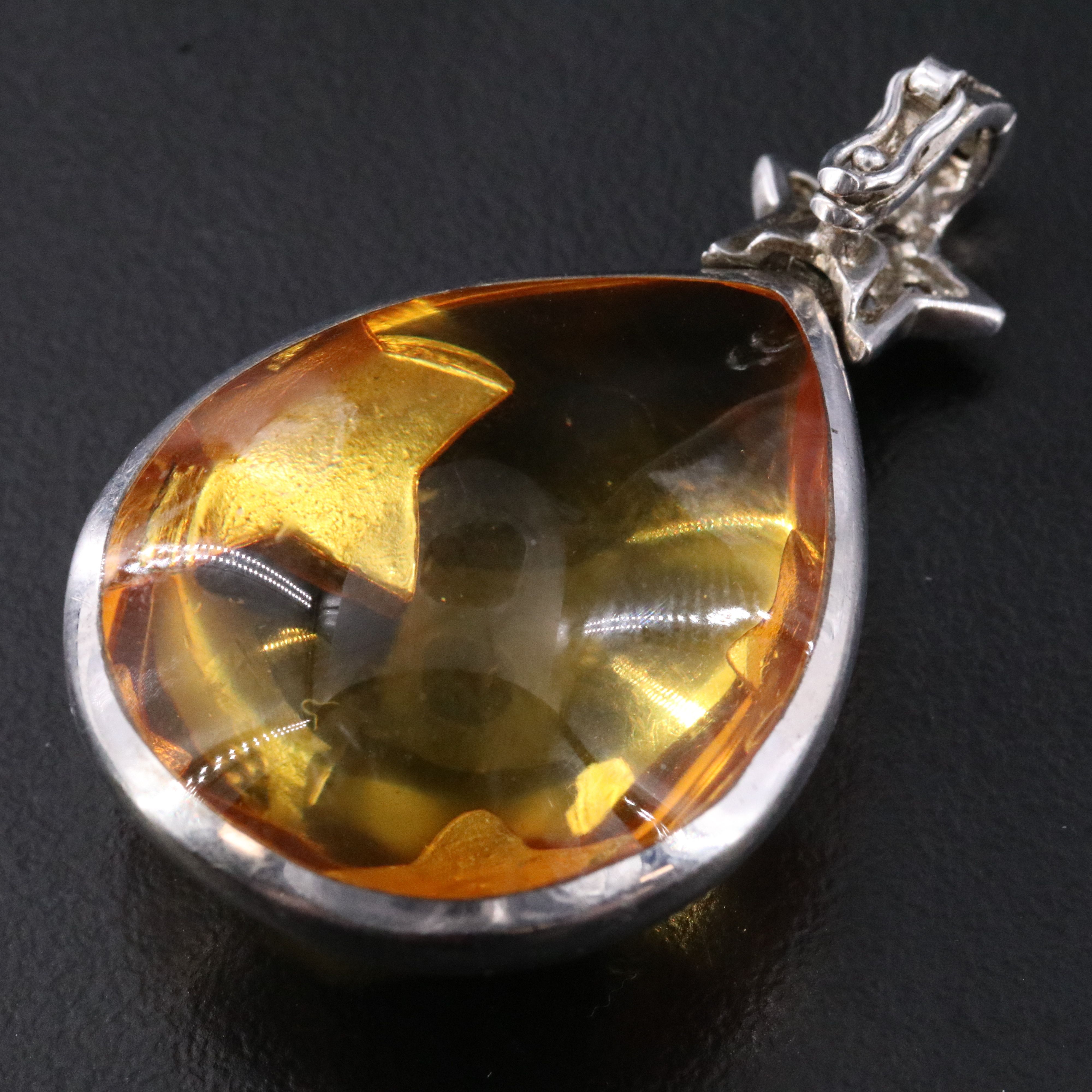 Sterling Glass and CZ Enhancer Pendant