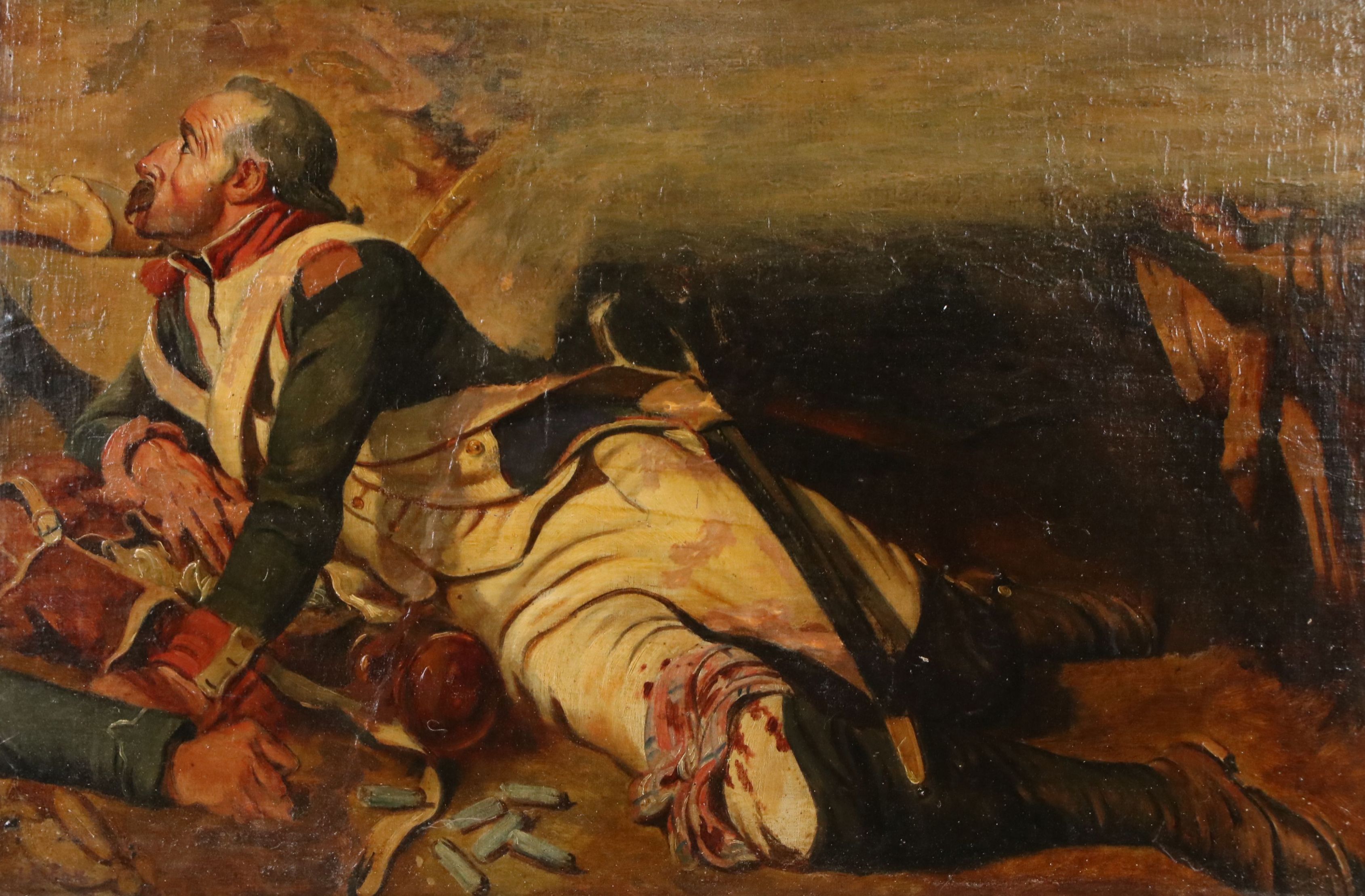 Oil Painting of Wounded Soldier, 19th Century