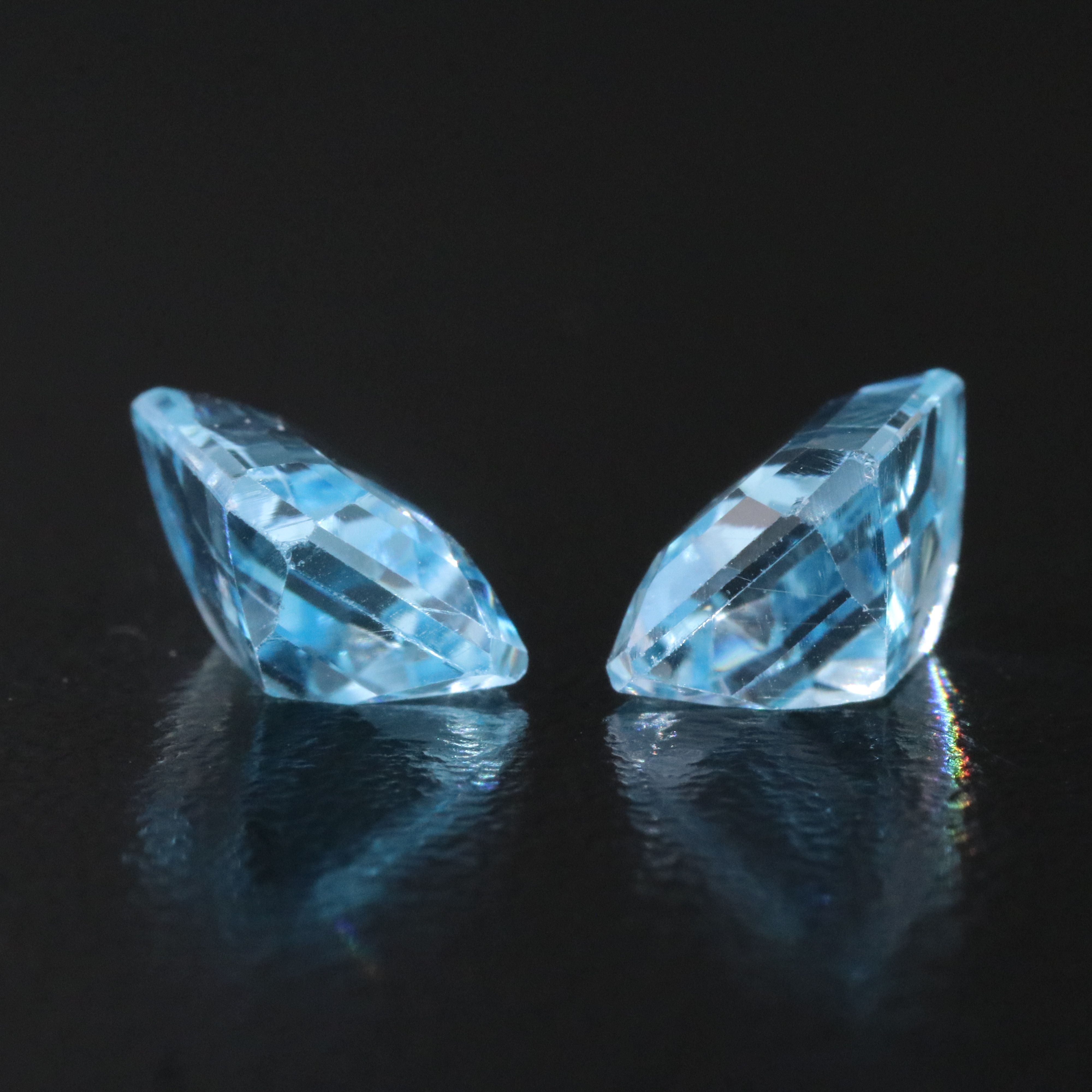 Loose 6.20 CT Swiss Blue Topaz Pair