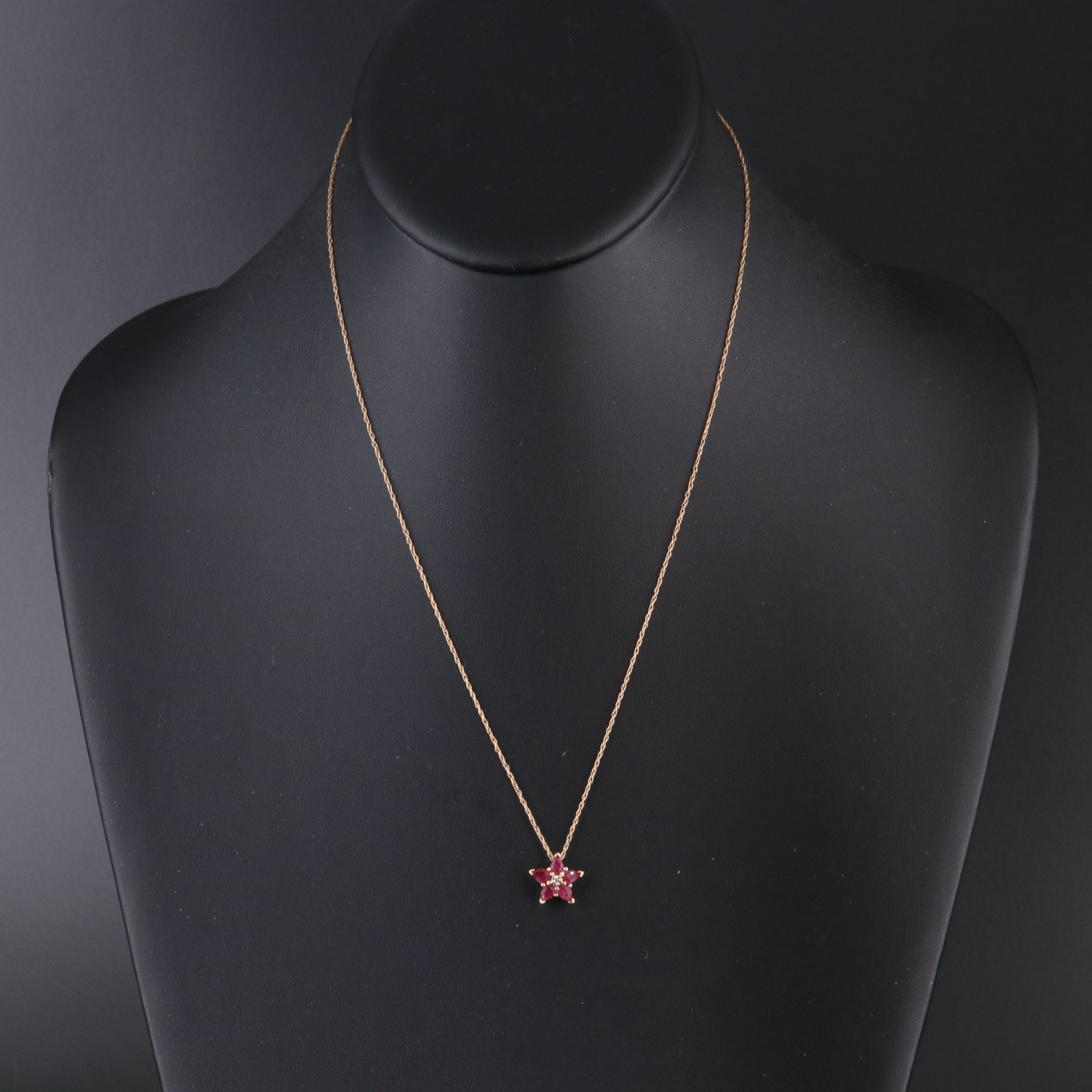 10K Ruby and Diamond Pendant Necklace