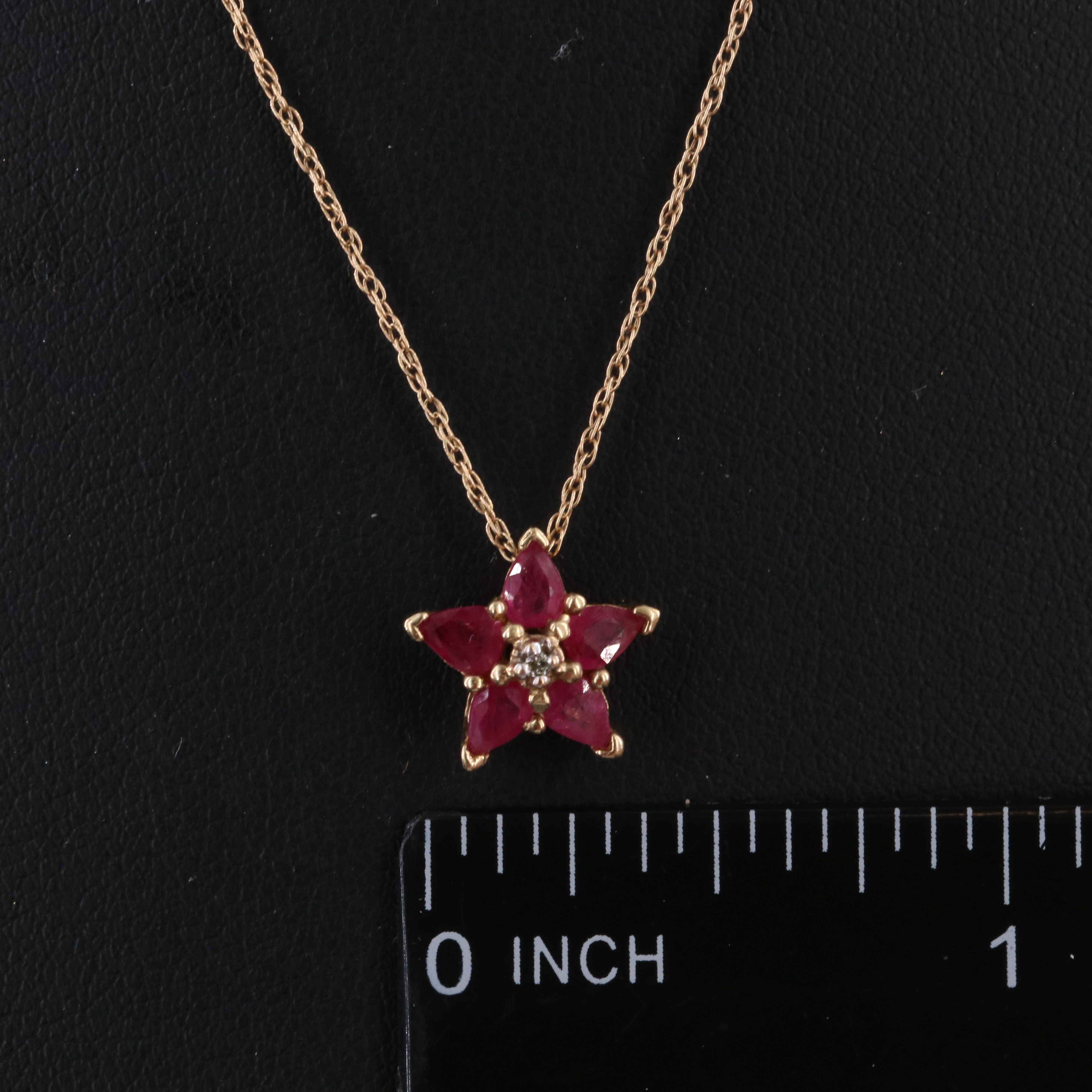 10K Ruby and Diamond Pendant Necklace