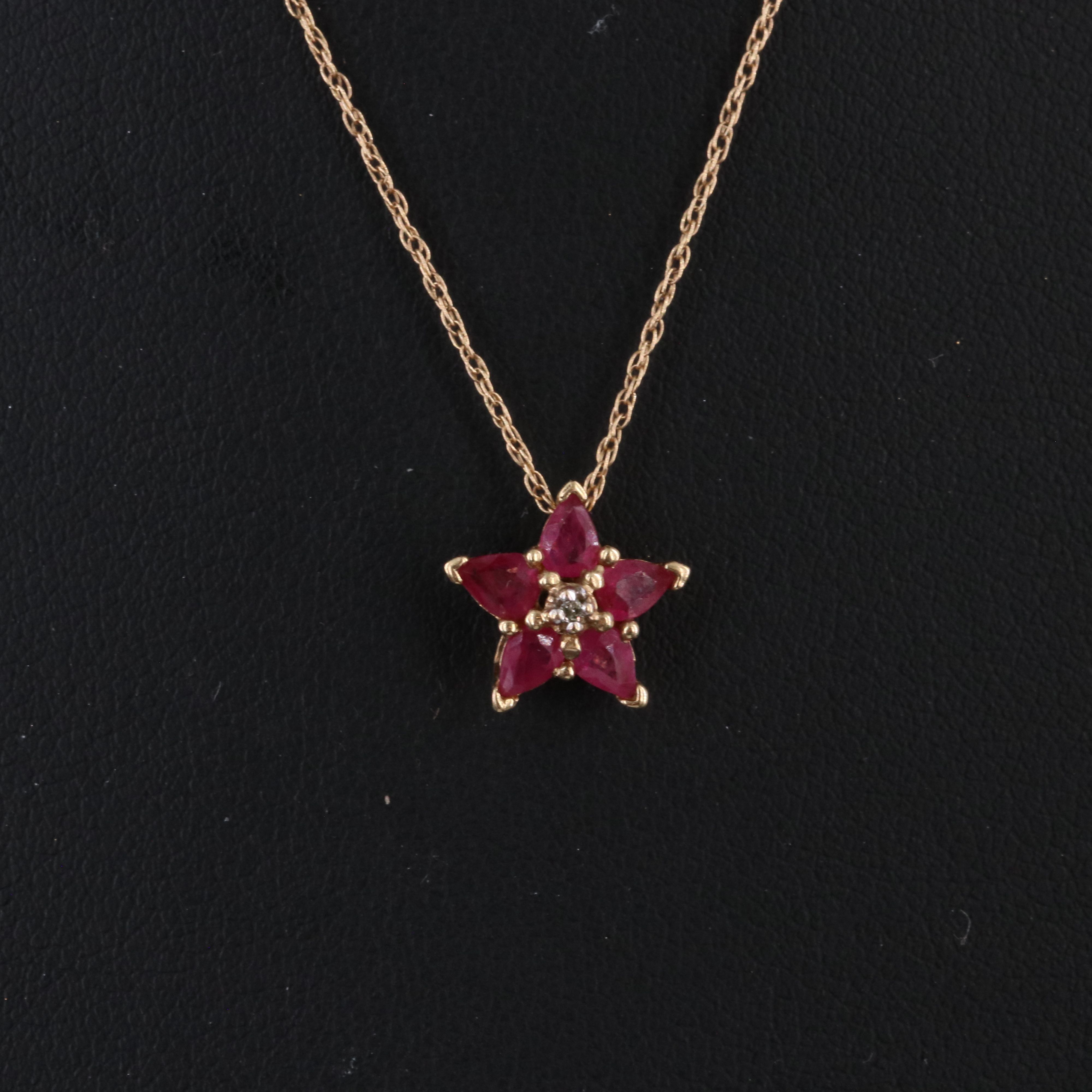 10K Ruby and Diamond Pendant Necklace