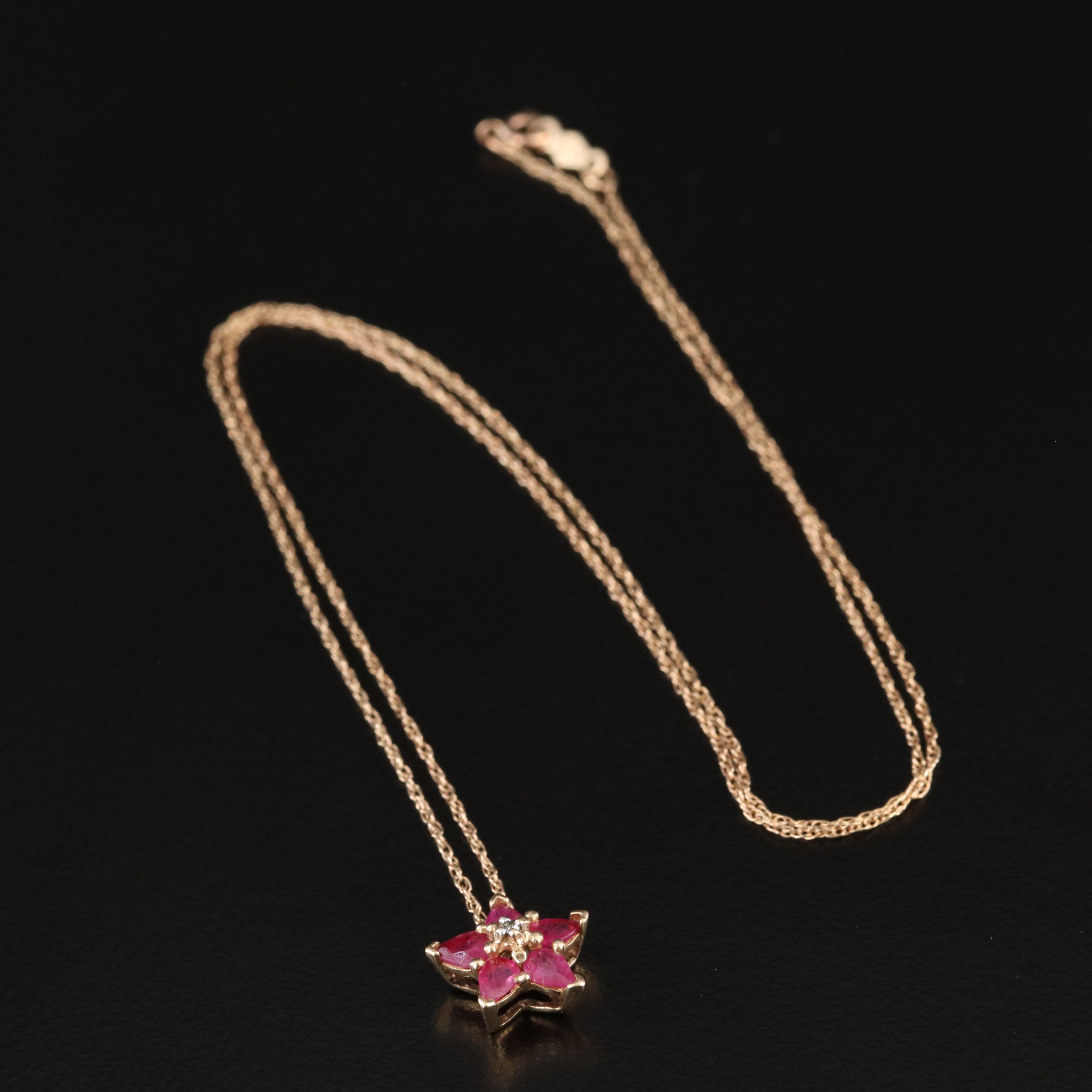 10K Ruby and Diamond Pendant Necklace