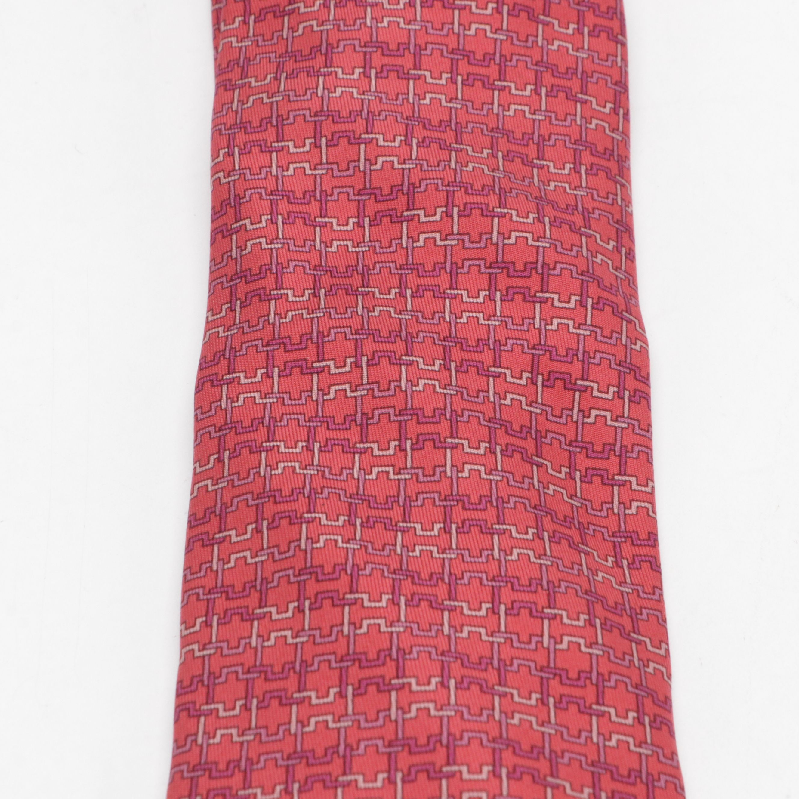 Hermès Printed Silk Hand-Stitched Necktie