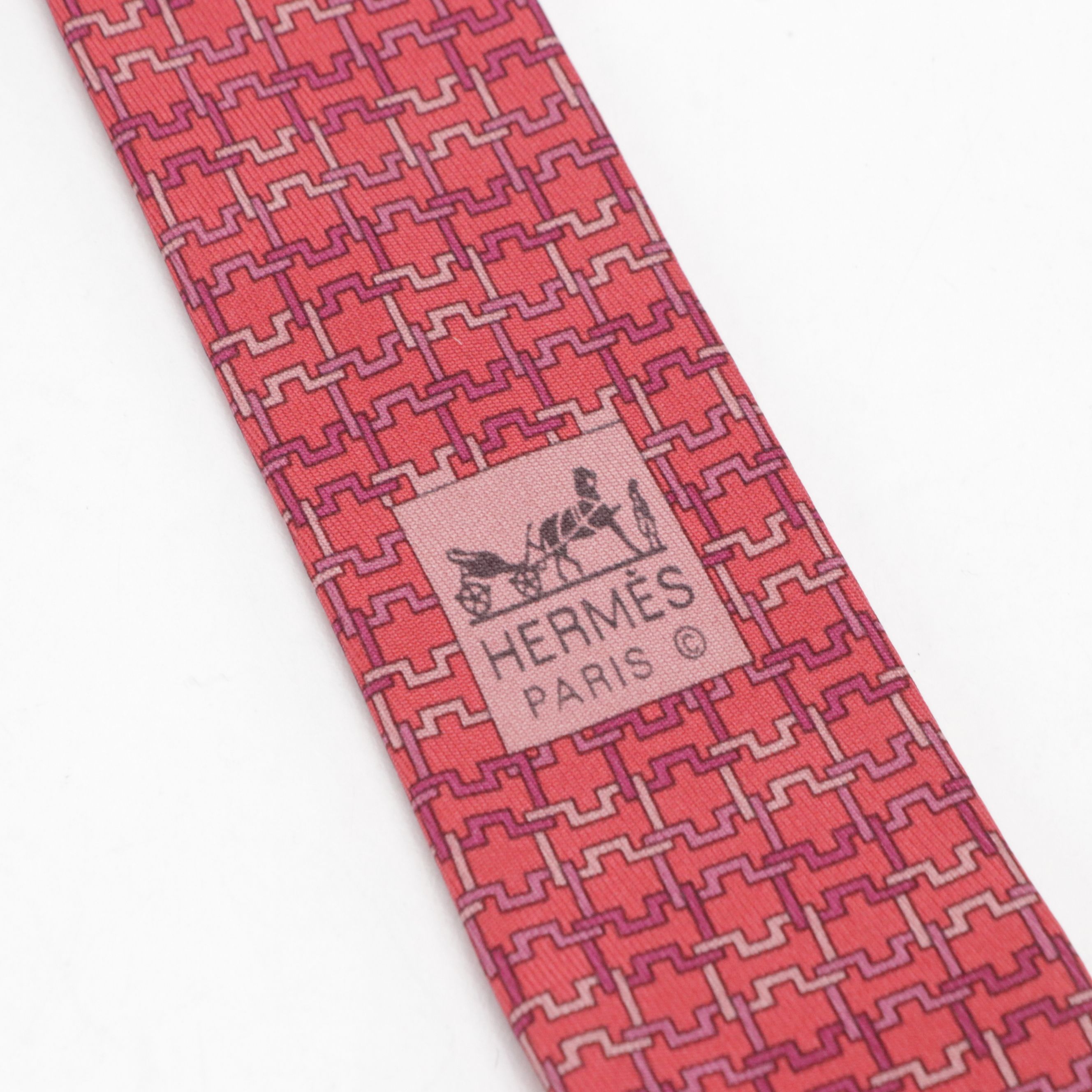 Hermès Printed Silk Hand-Stitched Necktie