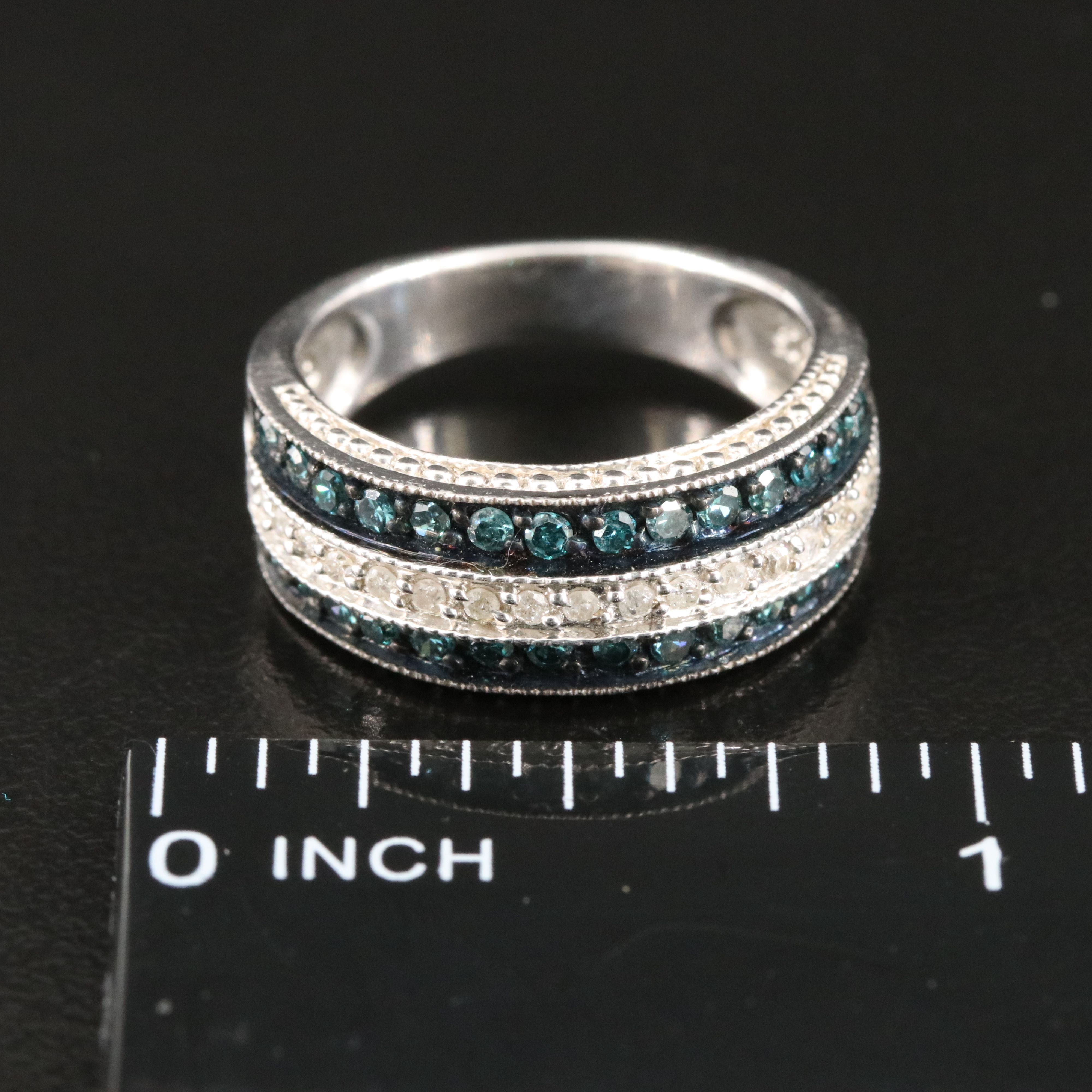Sterling Diamond Ring with Fancy Diamonds