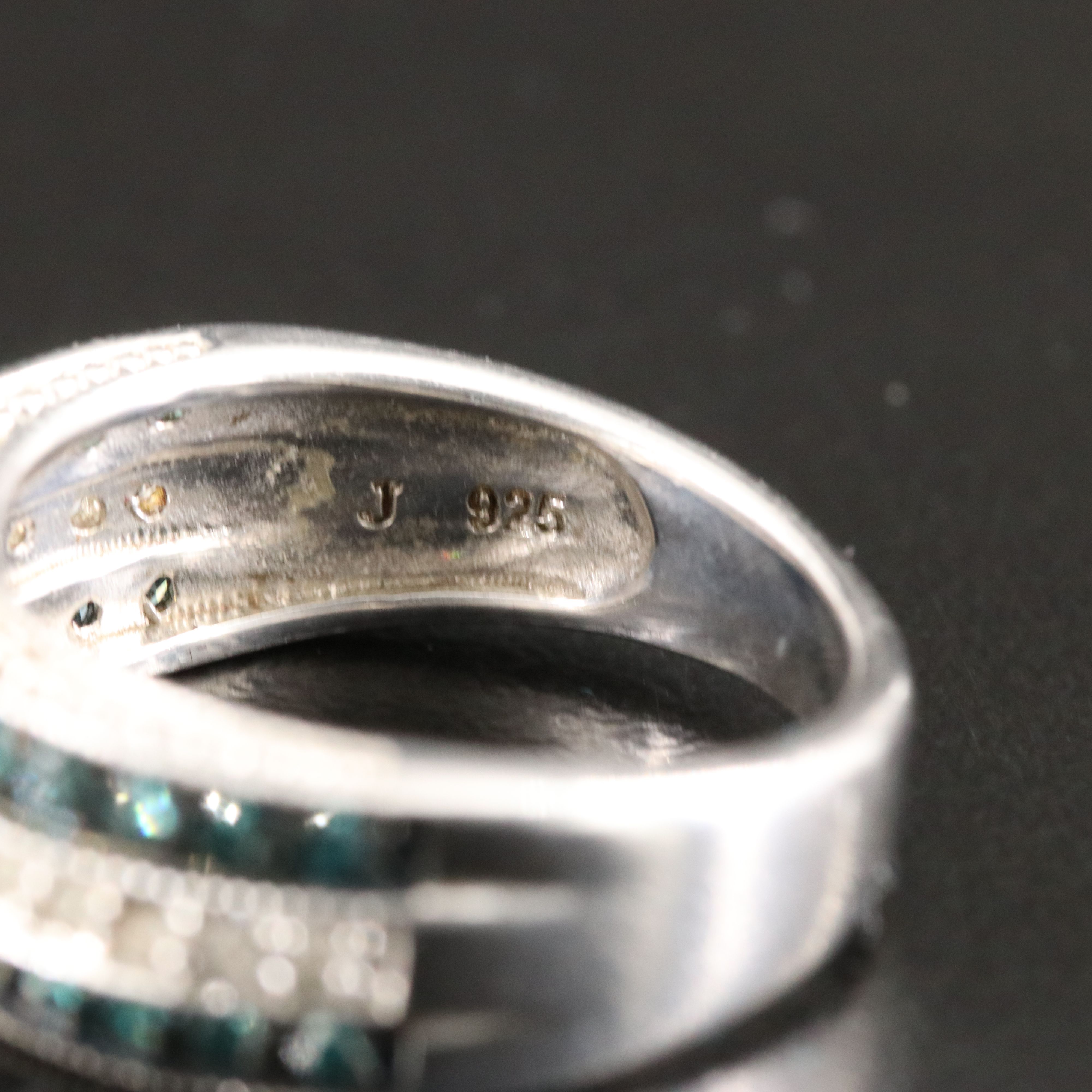 Sterling Diamond Ring with Fancy Diamonds