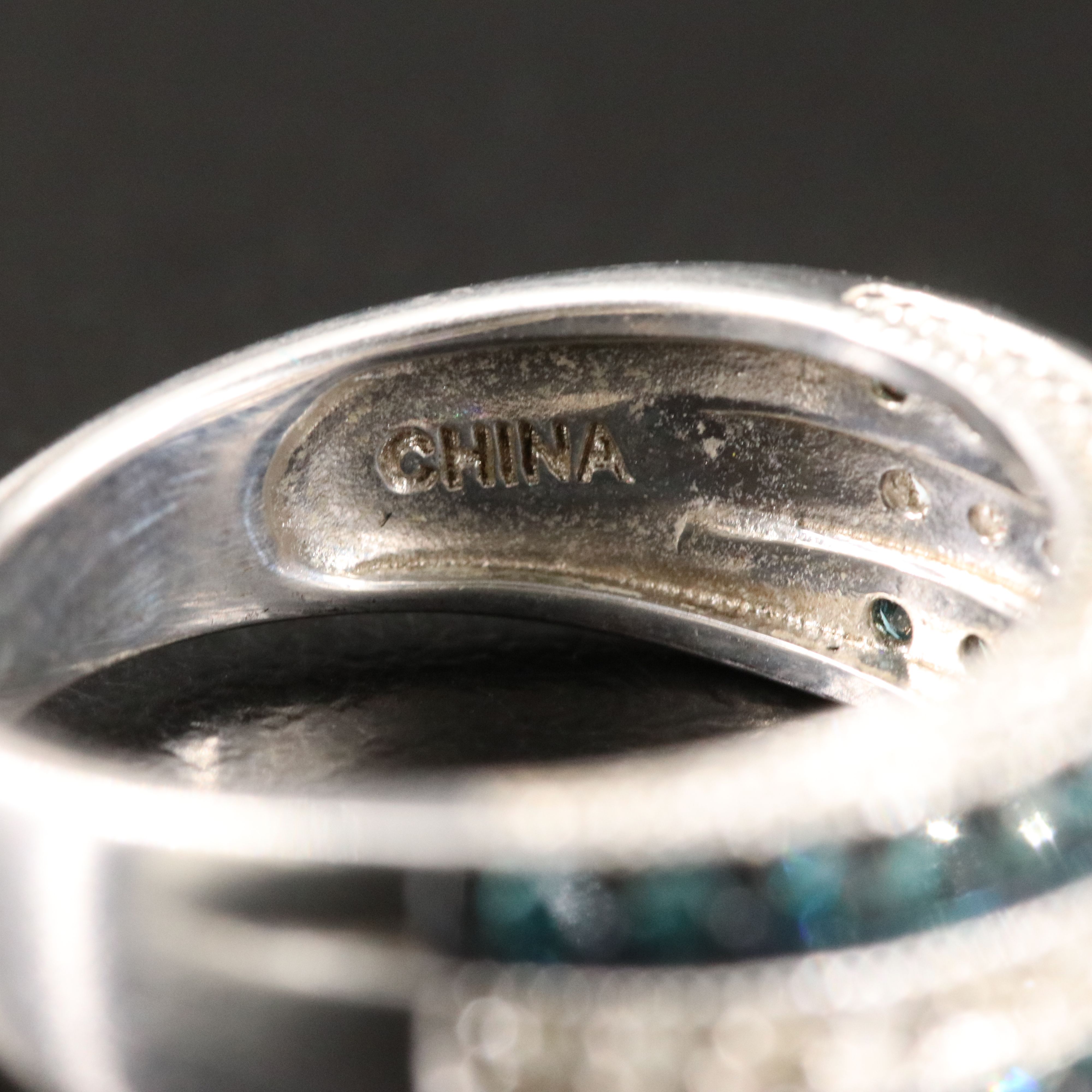 Sterling Diamond Ring with Fancy Diamonds