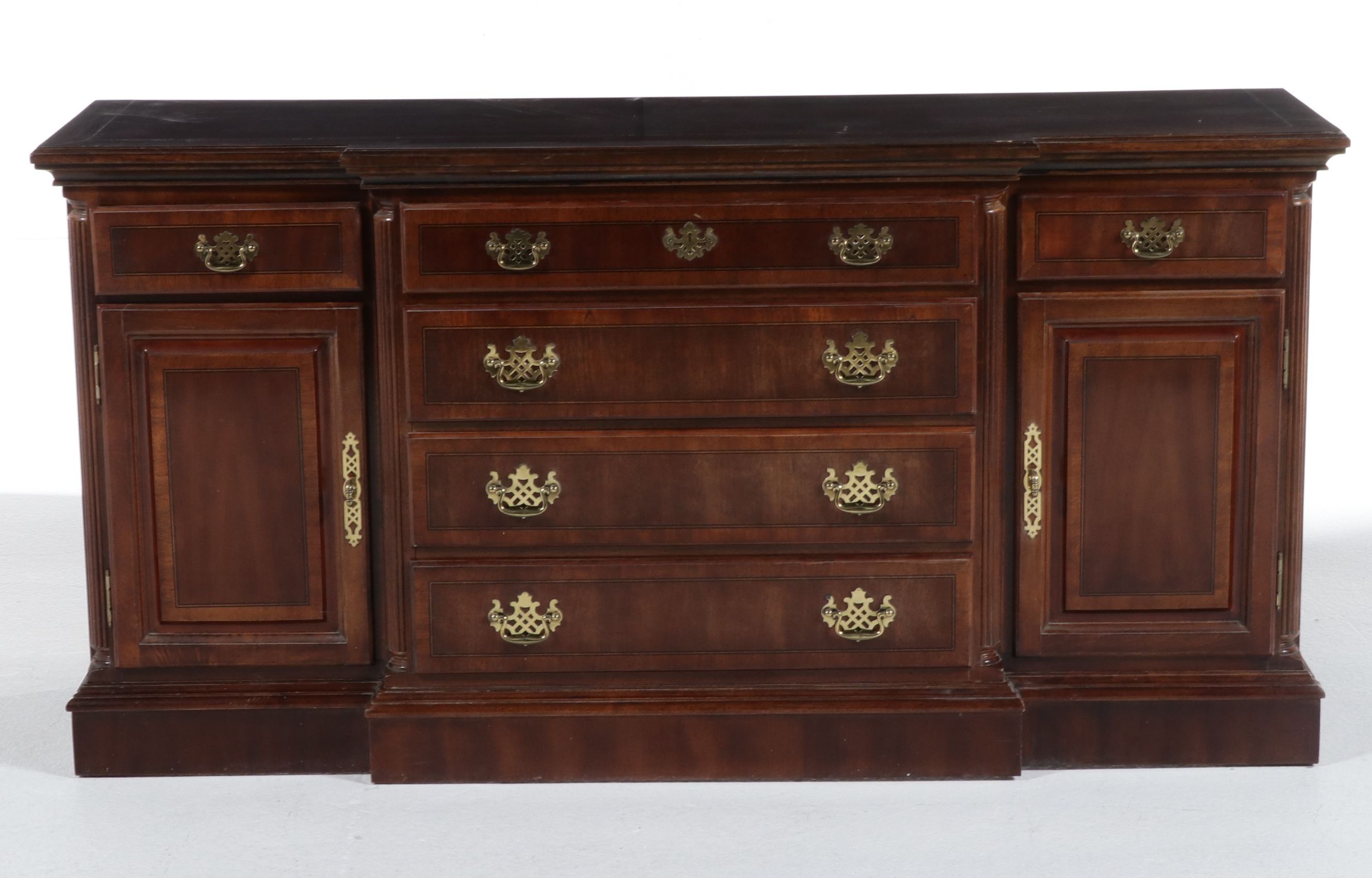 Chippendale Style Mahogany Breakfront China Cabinet