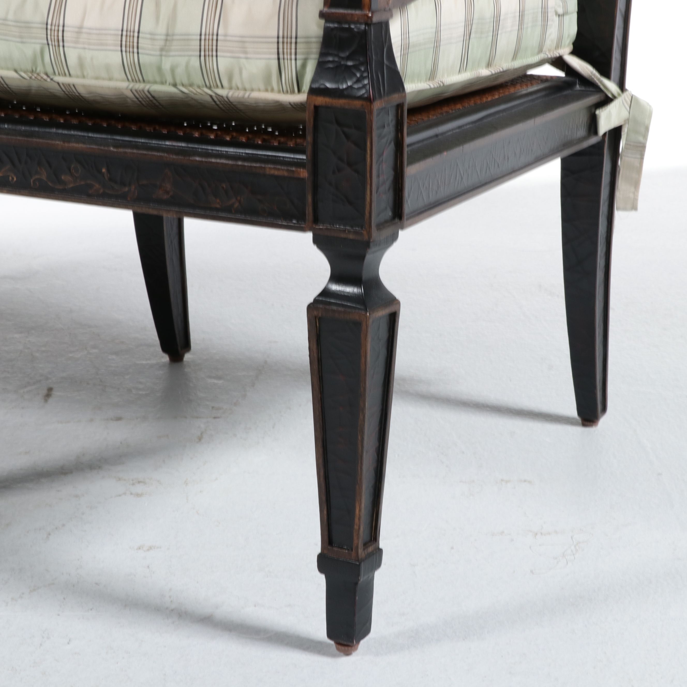 Milling Road for Baker Furniture Regency Style Caned Wood Settee