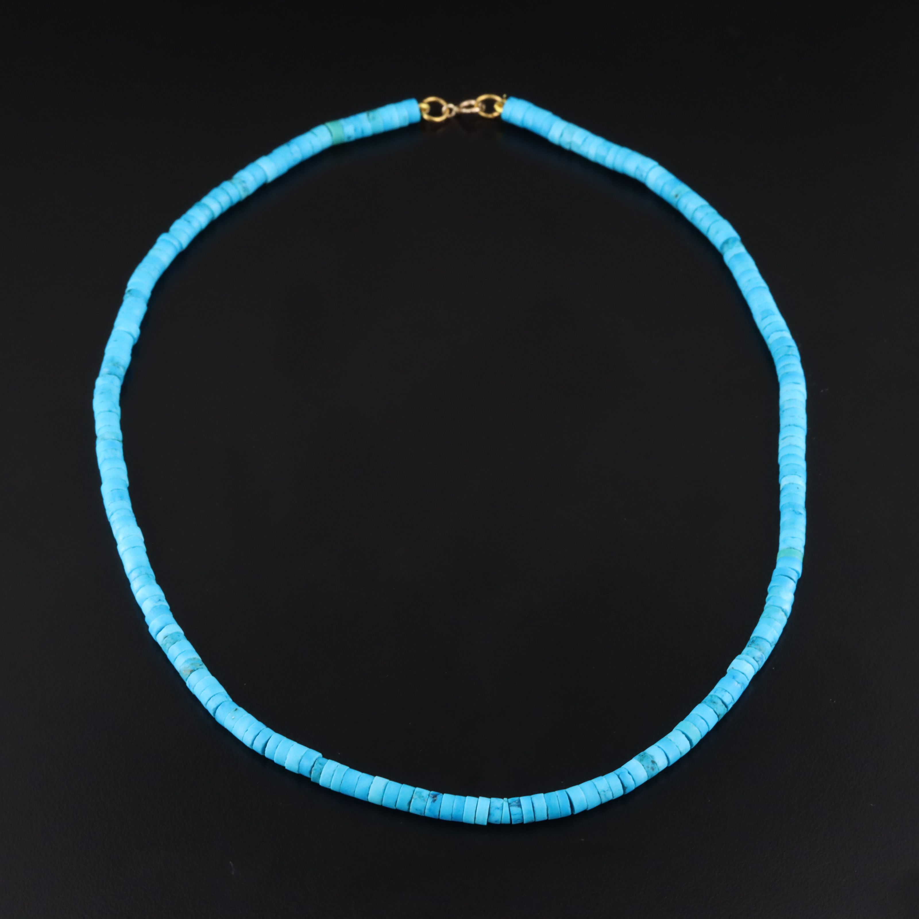 14K Faux Turquoise Heishi Bead Necklace