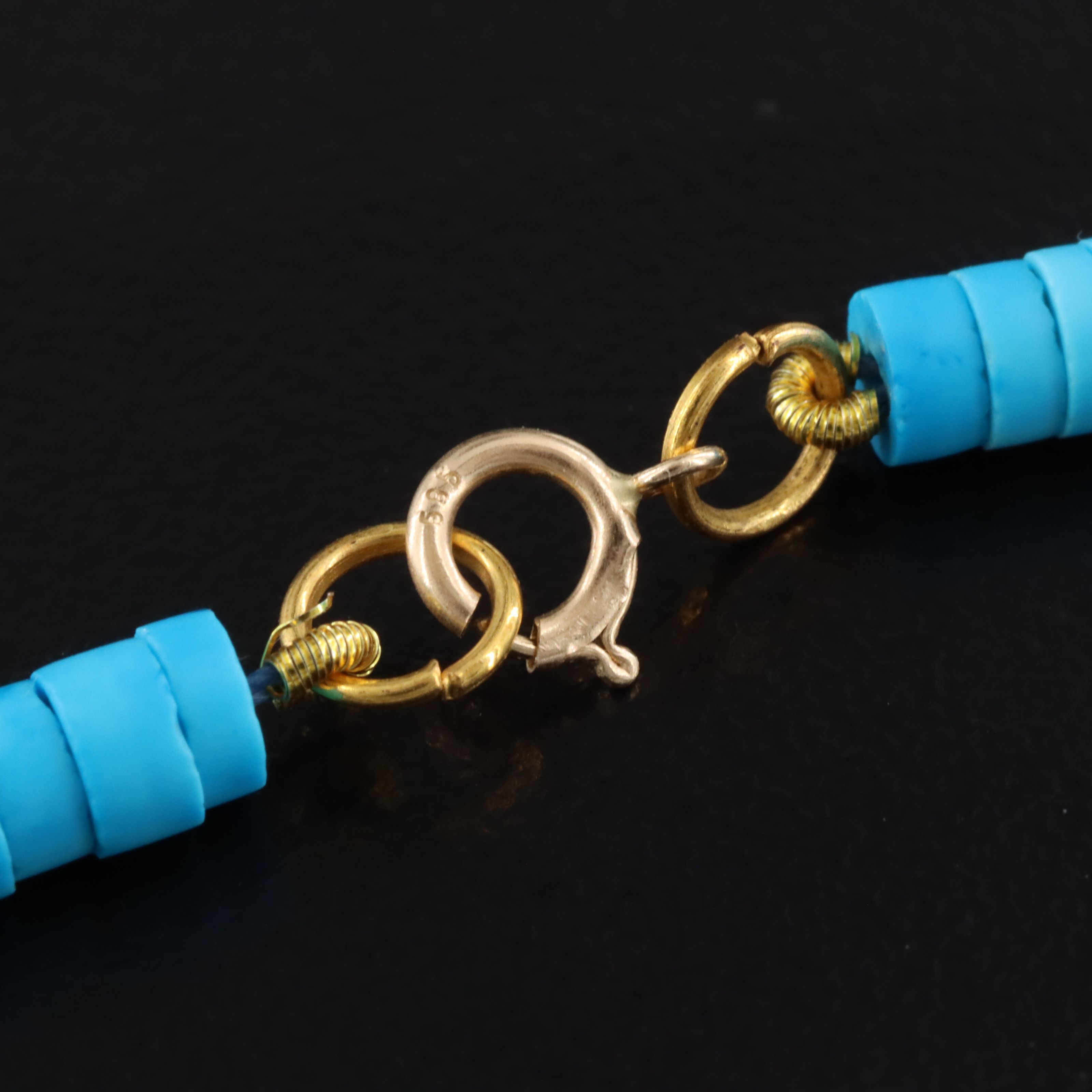 14K Faux Turquoise Heishi Bead Necklace