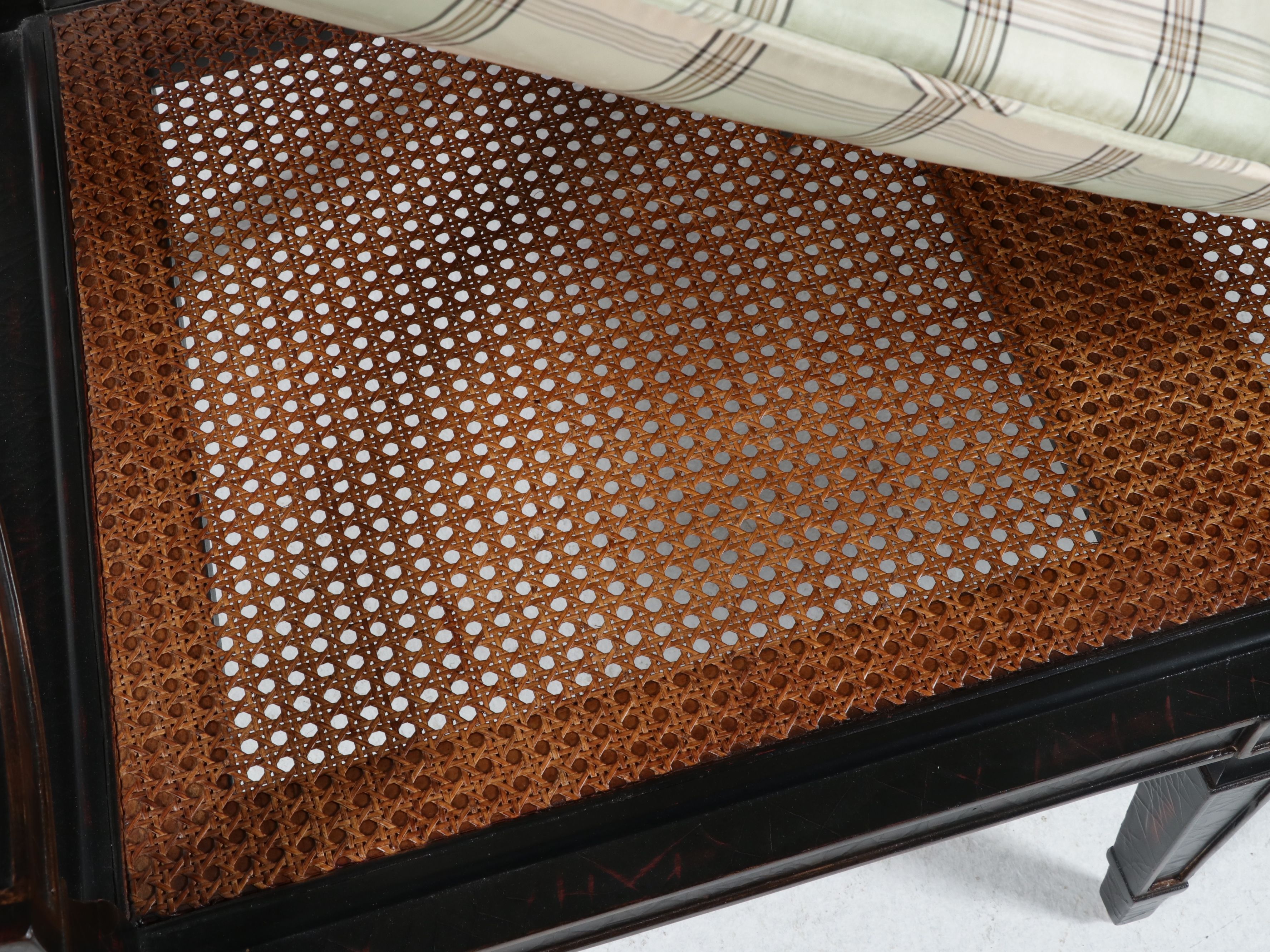 Milling Road for Baker Furniture Regency Style Caned Wood Settee