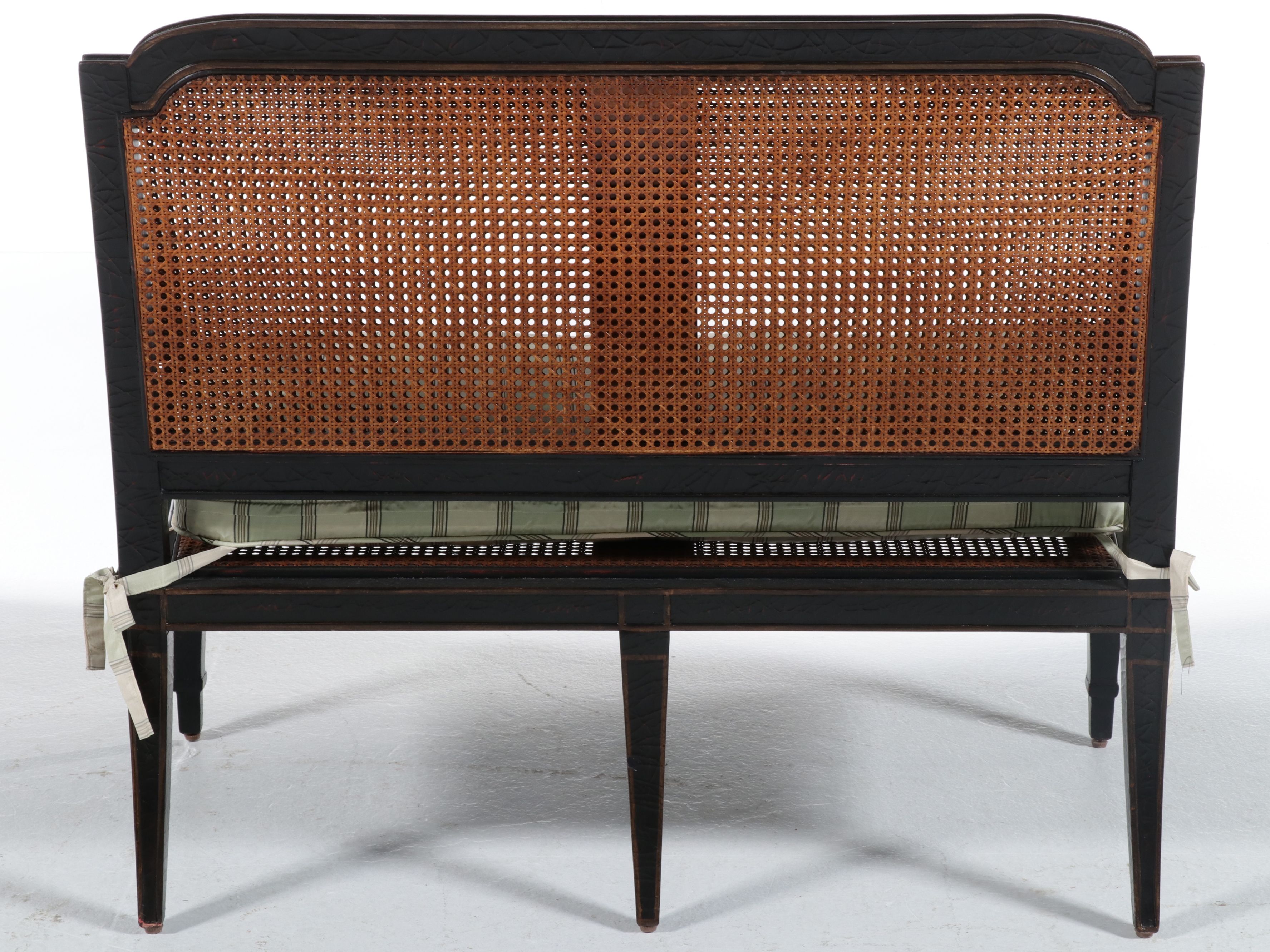 Milling Road for Baker Furniture Regency Style Caned Wood Settee